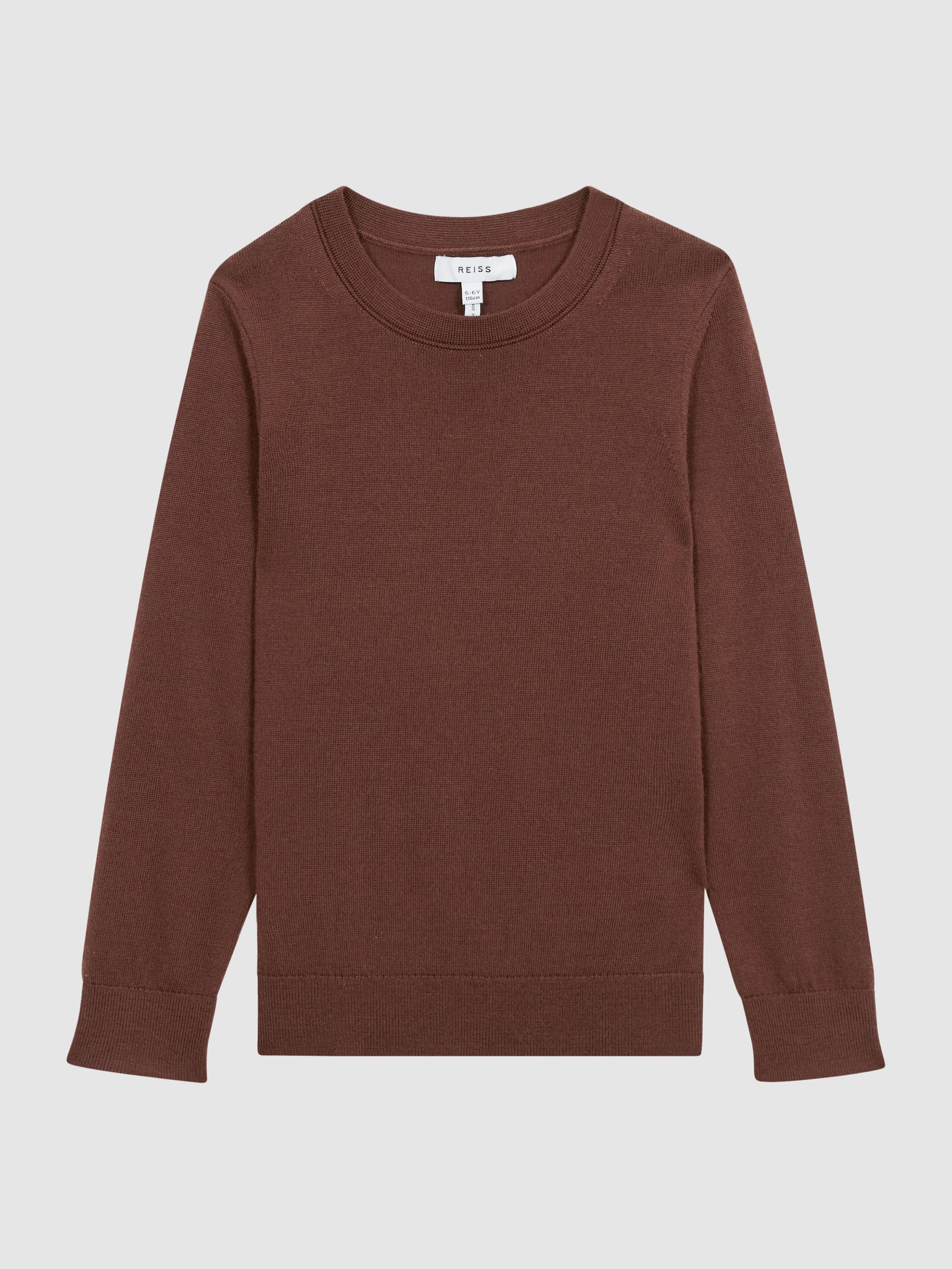 Junior Crew Neck Knitted Jumper in Rust - Image 2 of 6