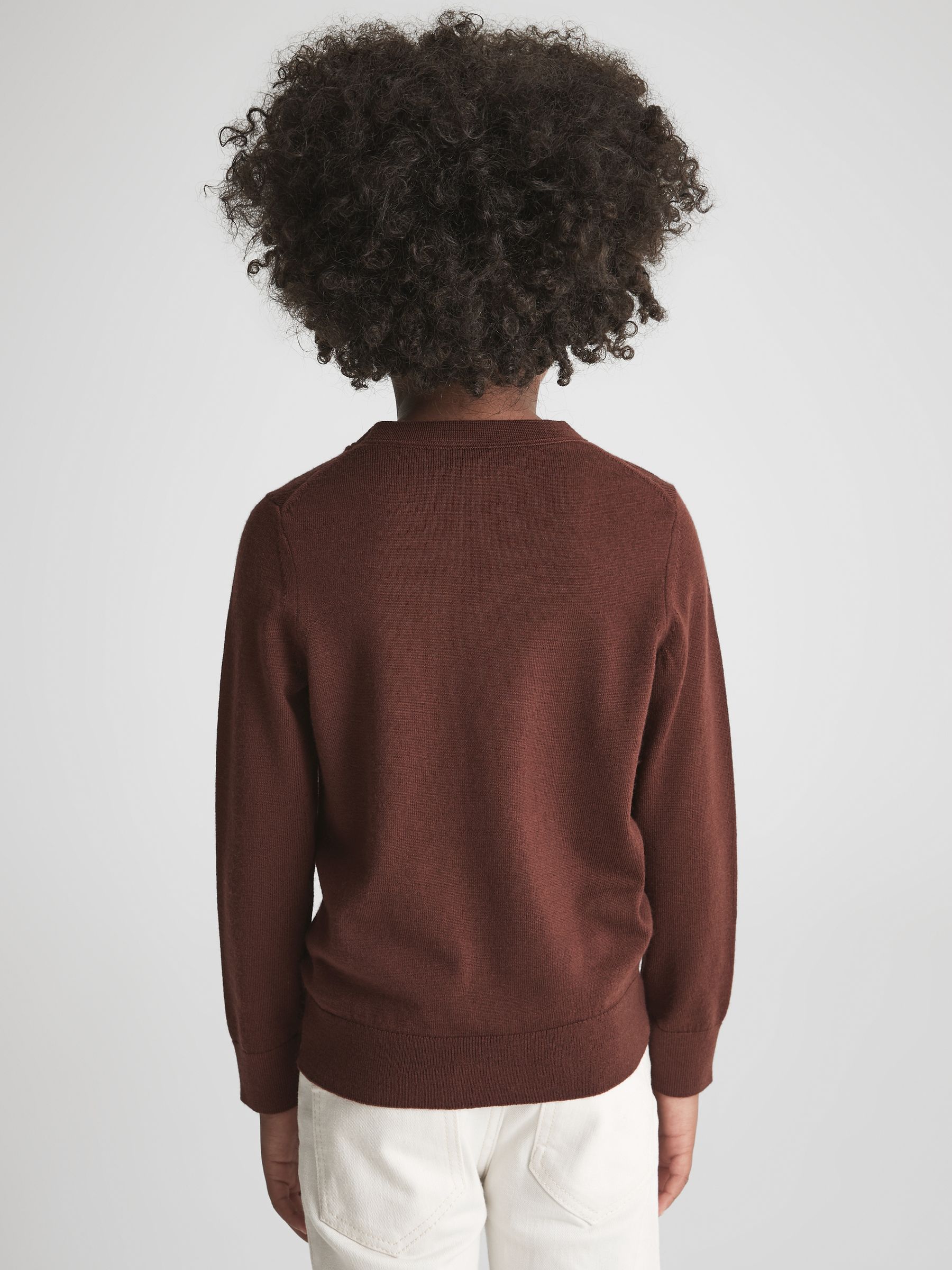 Junior Crew Neck Knitted Jumper in Rust - Image 5 of 6