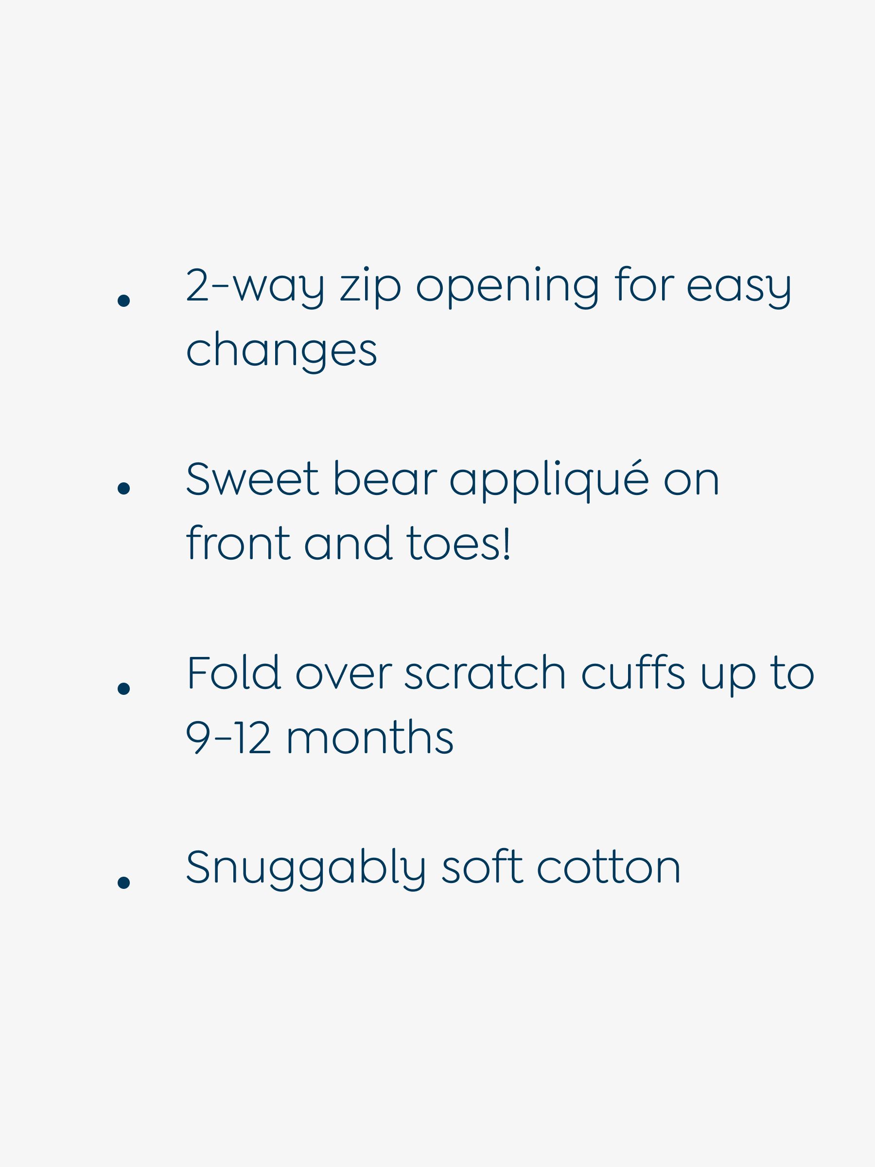 Green Bear Appliqué Zip Cotton Baby Sleepsuit - Image 4 of 5