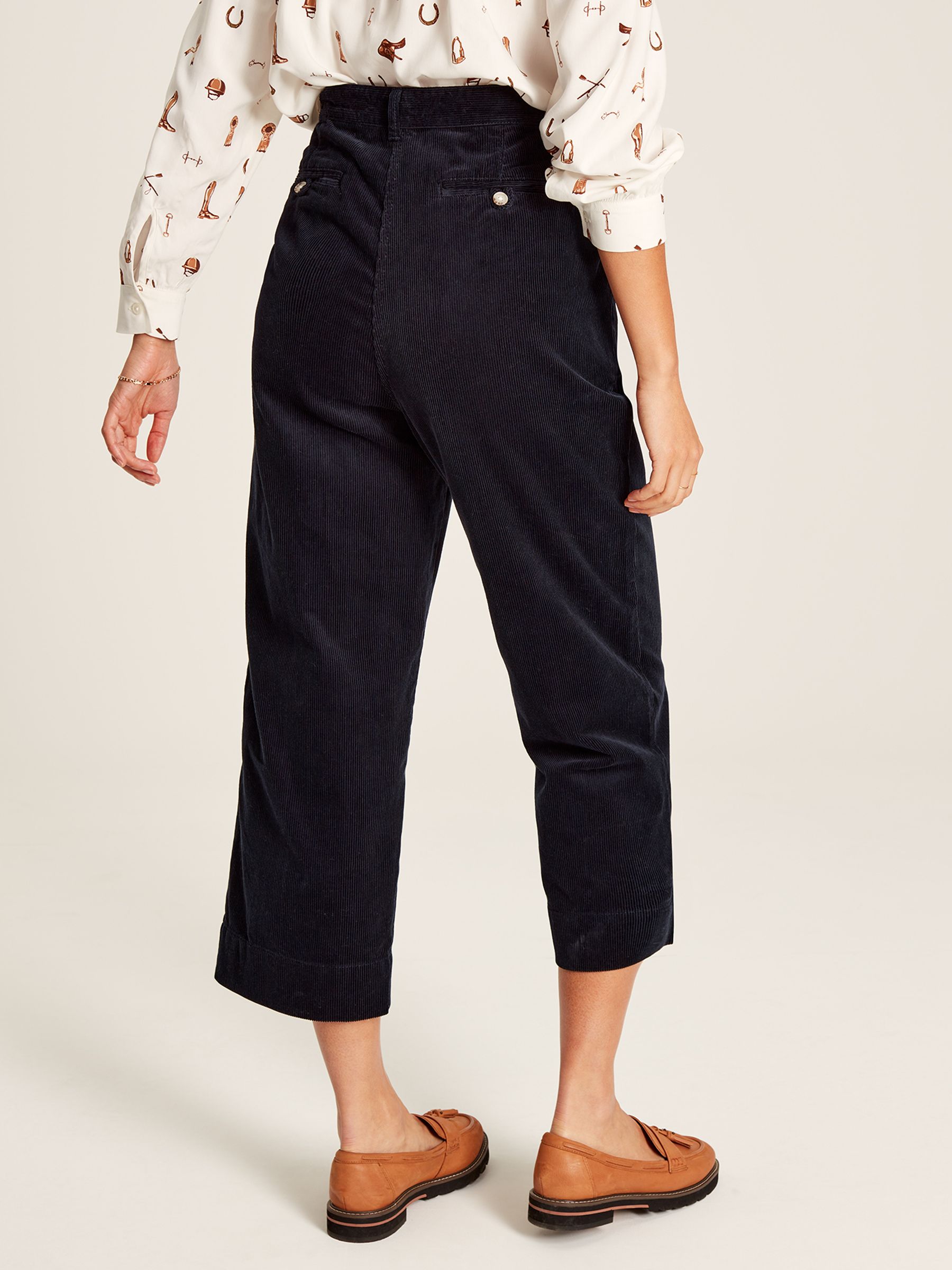 Ebony Navy Blue Cord Wide Leg Trousers - Image 2 of 6