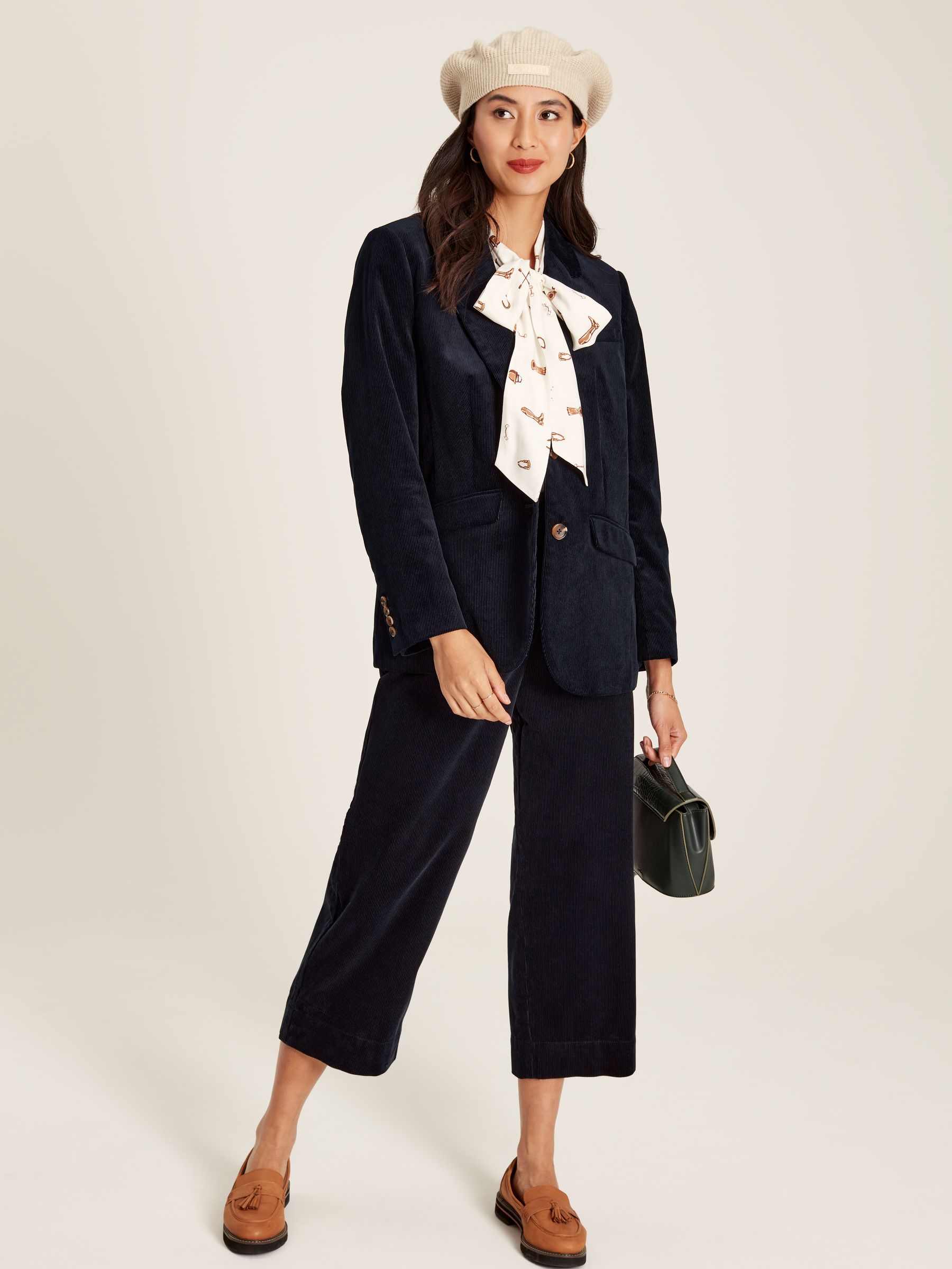Ebony Navy Blue Cord Wide Leg Trousers - Image 3 of 6