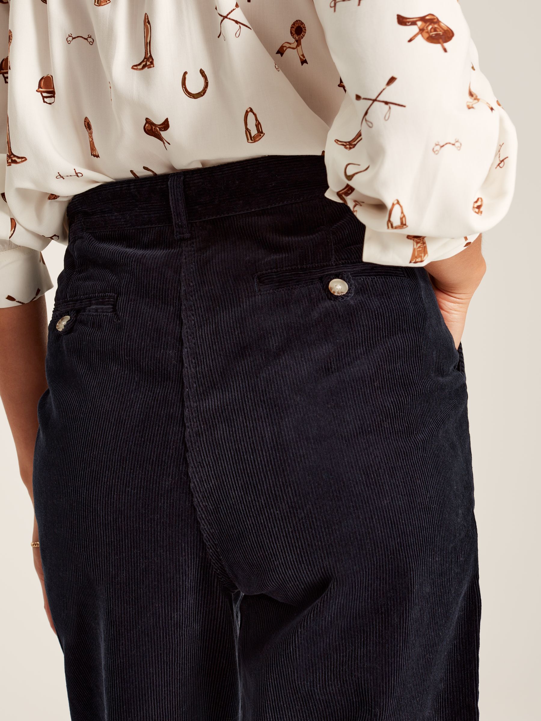 Ebony Navy Blue Cord Wide Leg Trousers - Image 5 of 6