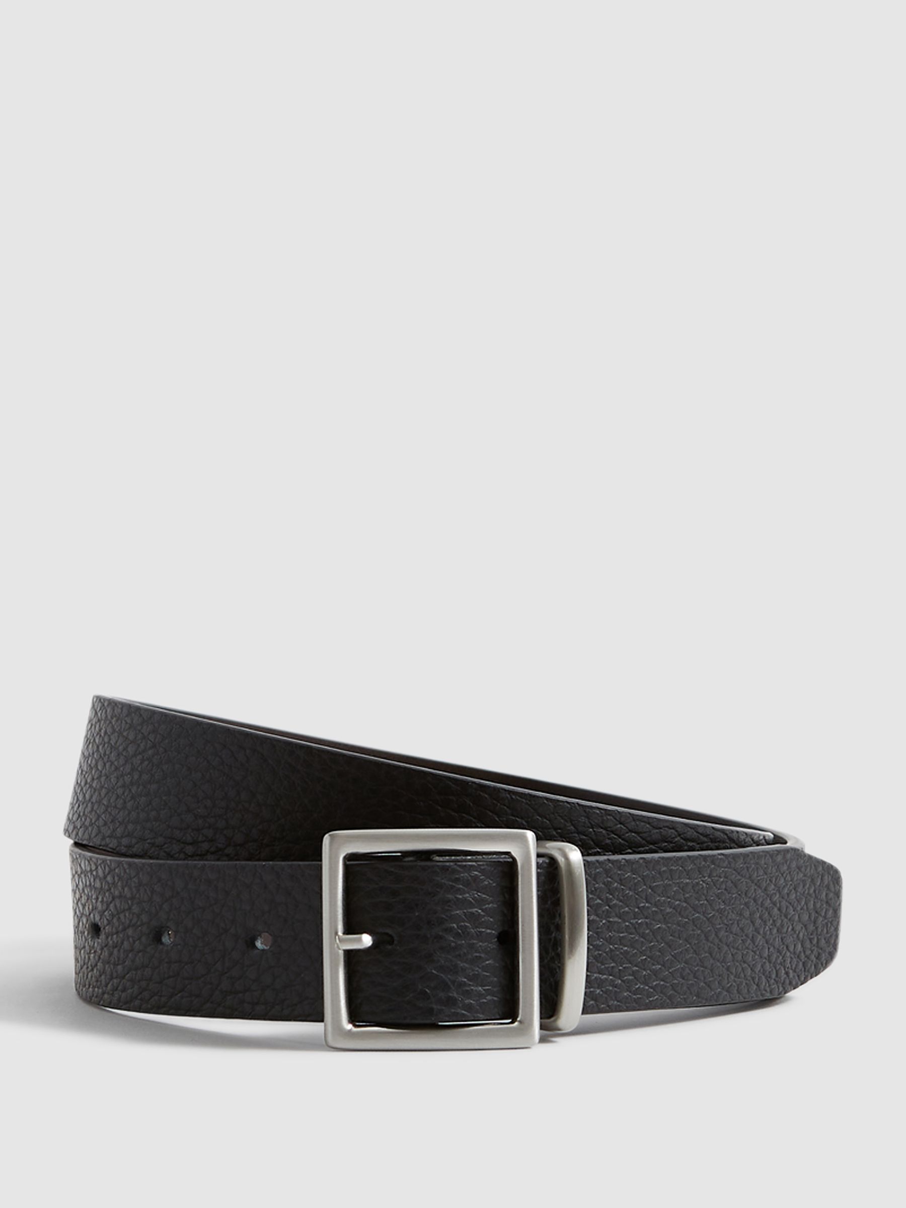 Grained Leather Belt in Black - Image 1 of 7