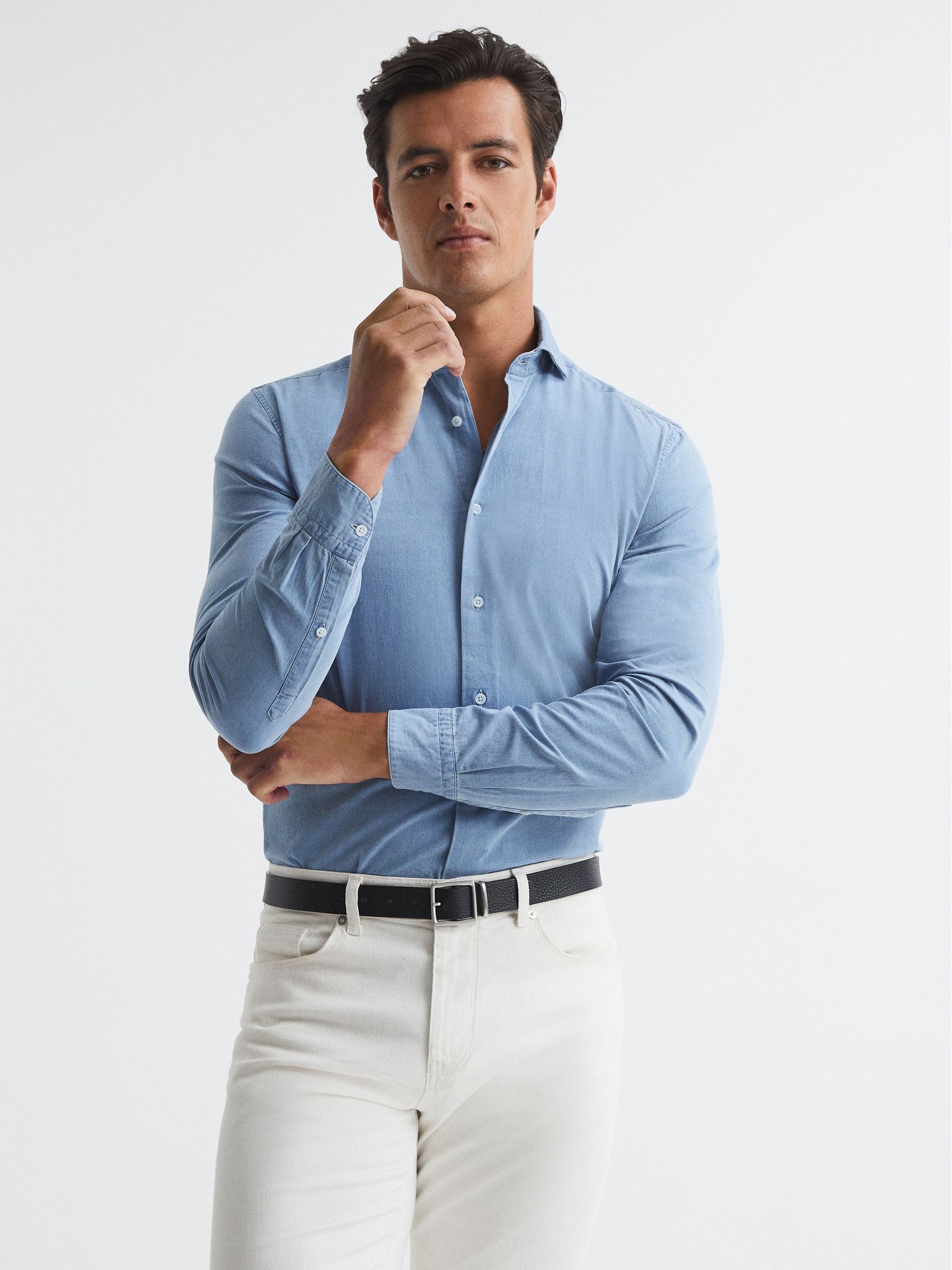 Grained Leather Belt in Black - Image 2 of 7