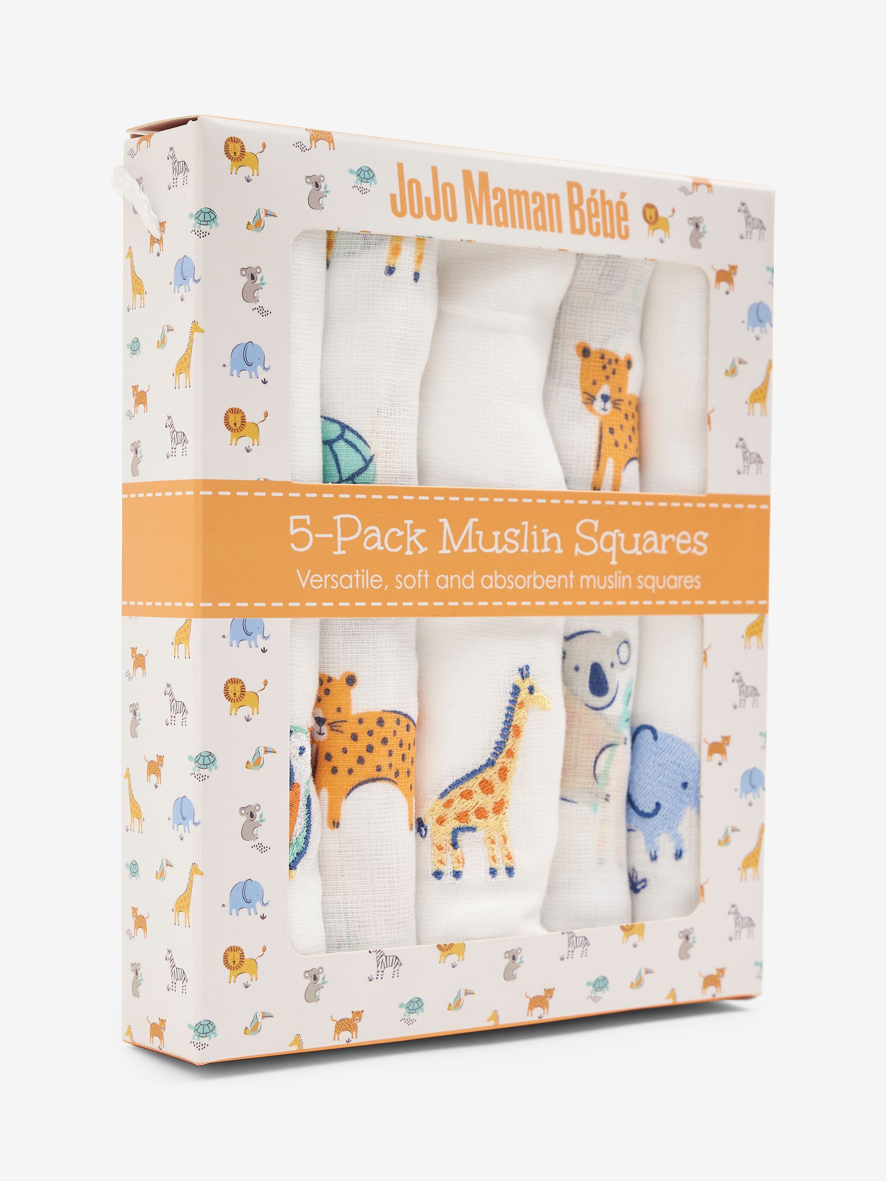 5-Pack Safari Embroidered Muslins in - Image 1 of 2