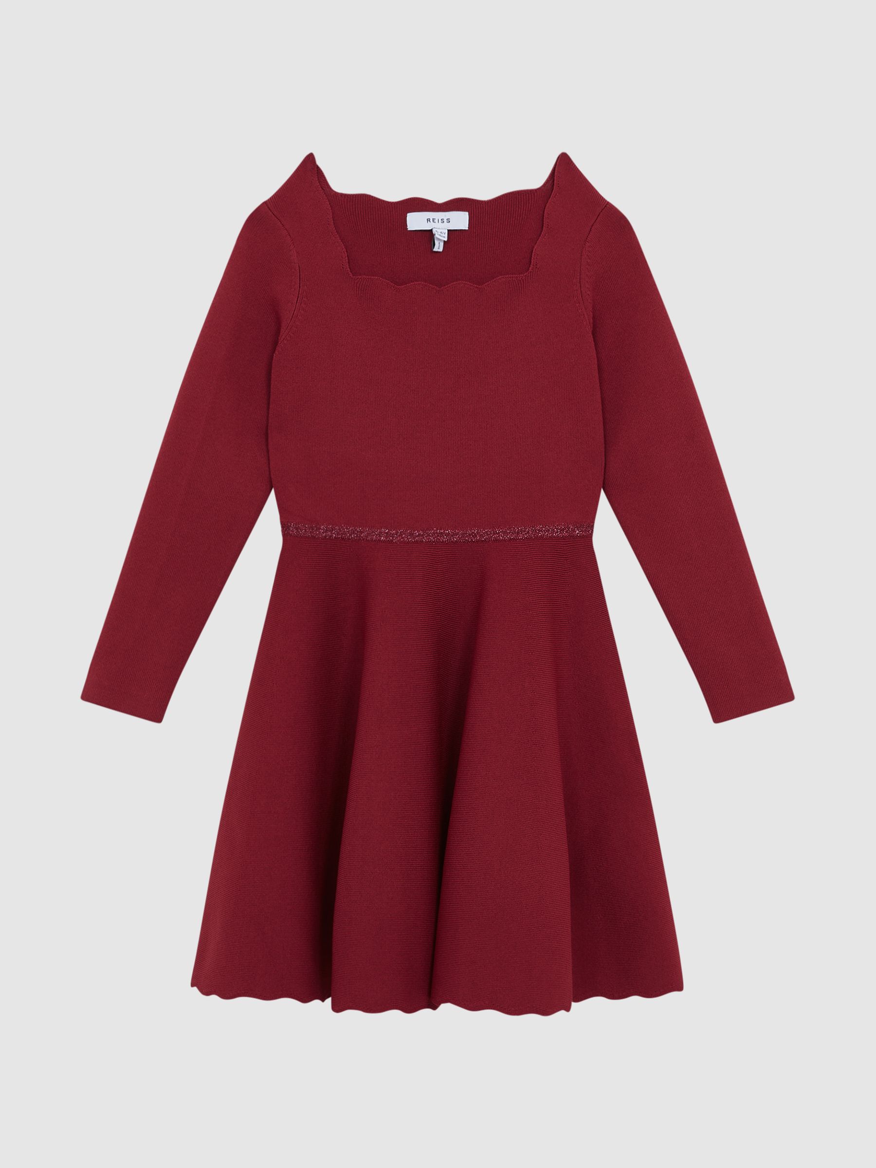 Square Neck Knitted Dress in Berry - Image 1 of 2