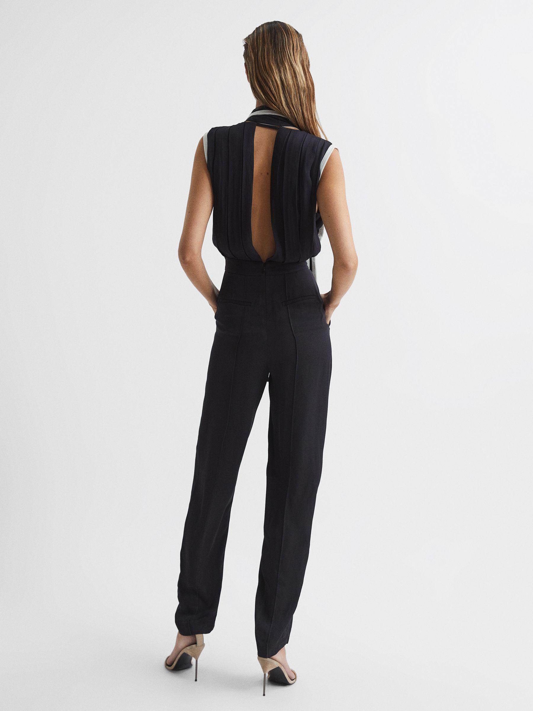 Petite Removable Tie Neck Jumpsuit in Black - Image 6 of 7
