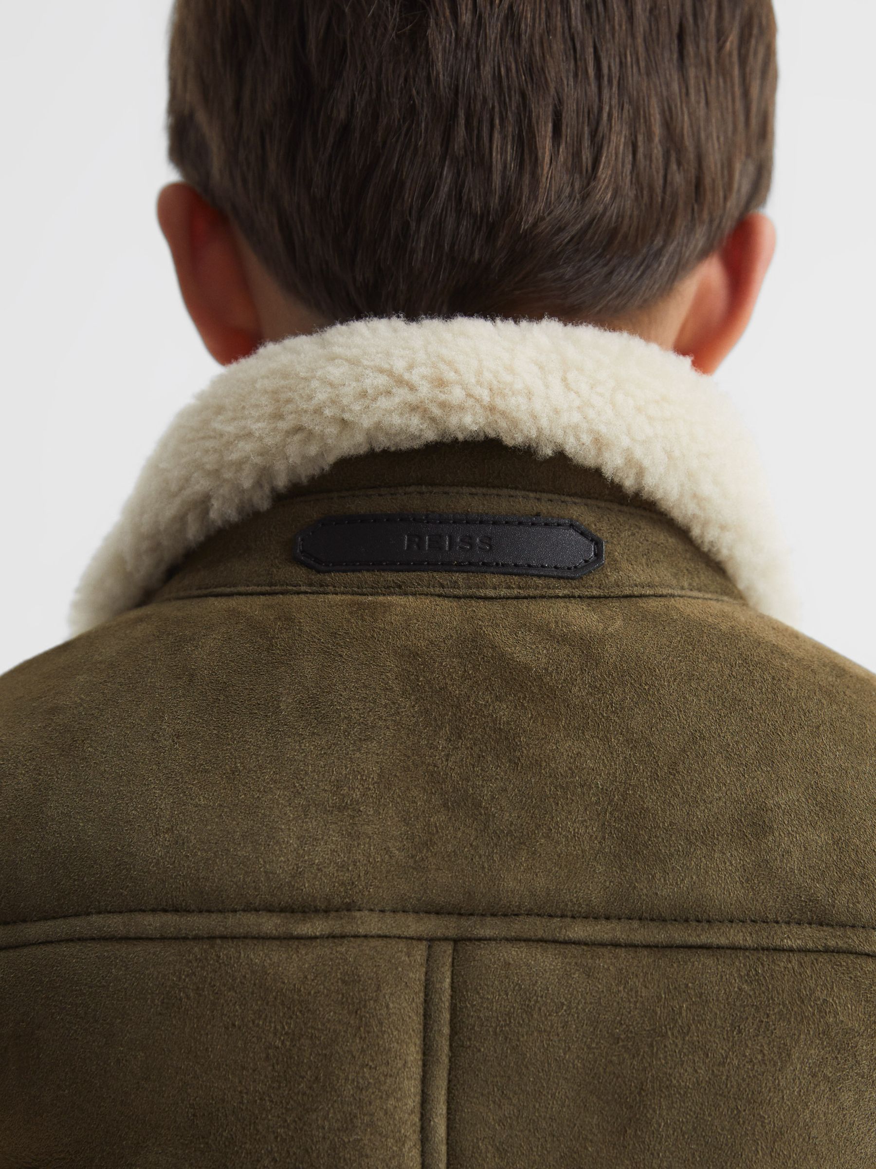 Junior Shearling Jacket in Khaki - Image 6 of 7