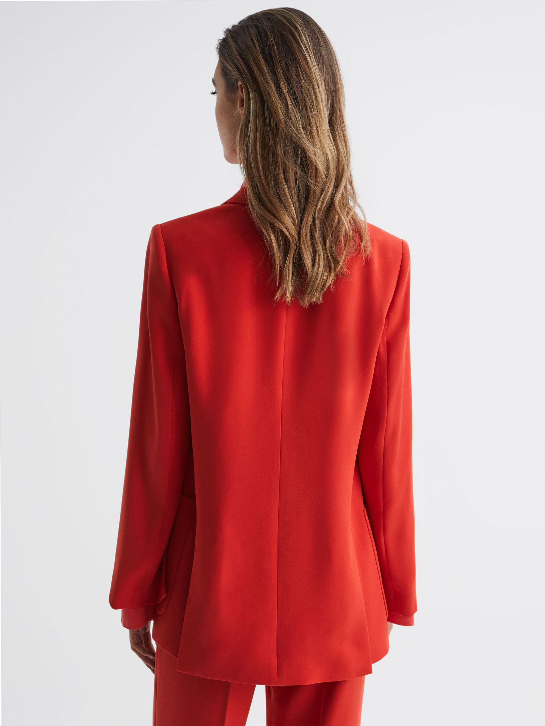 Single Breasted Split Sleeve Tailored Fit Blazer in Coral - Image 5 of 7