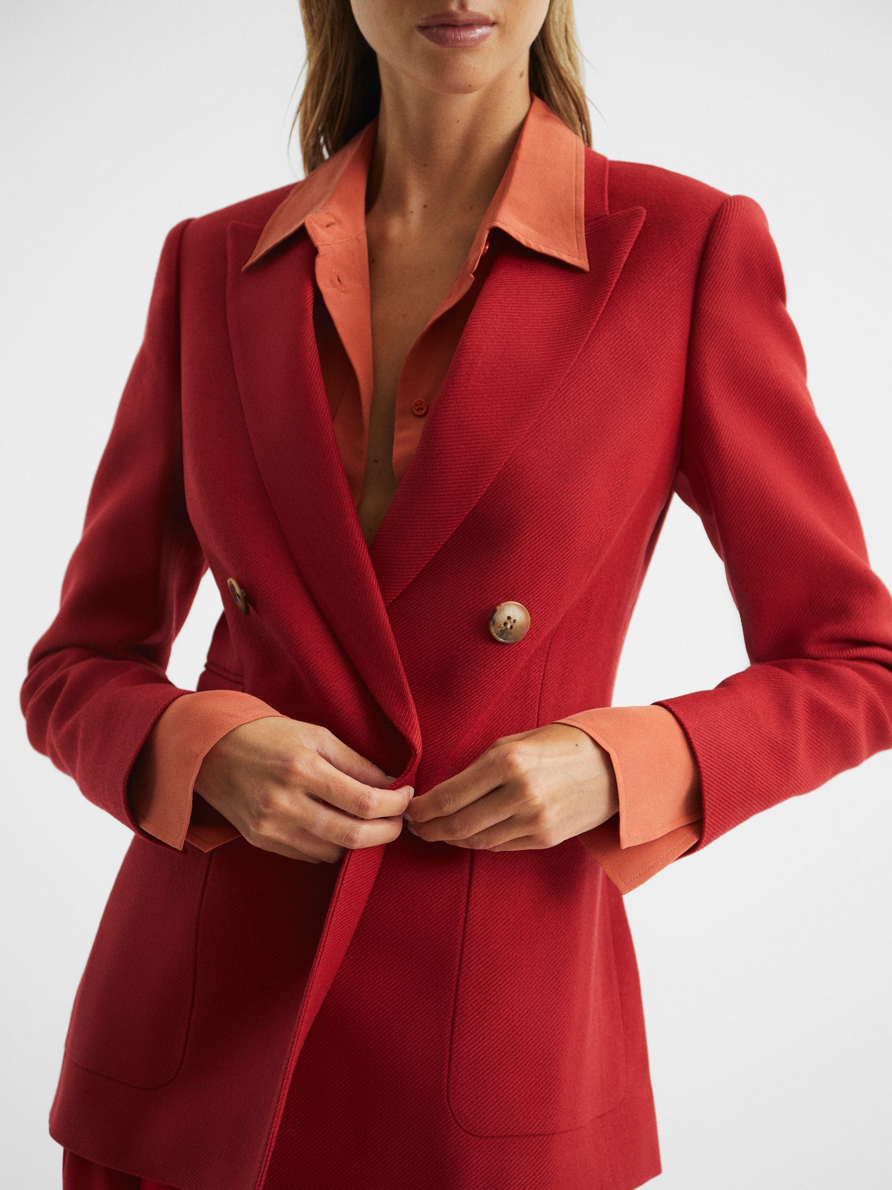 Double Breasted Blazer in Red - Image 4 of 7