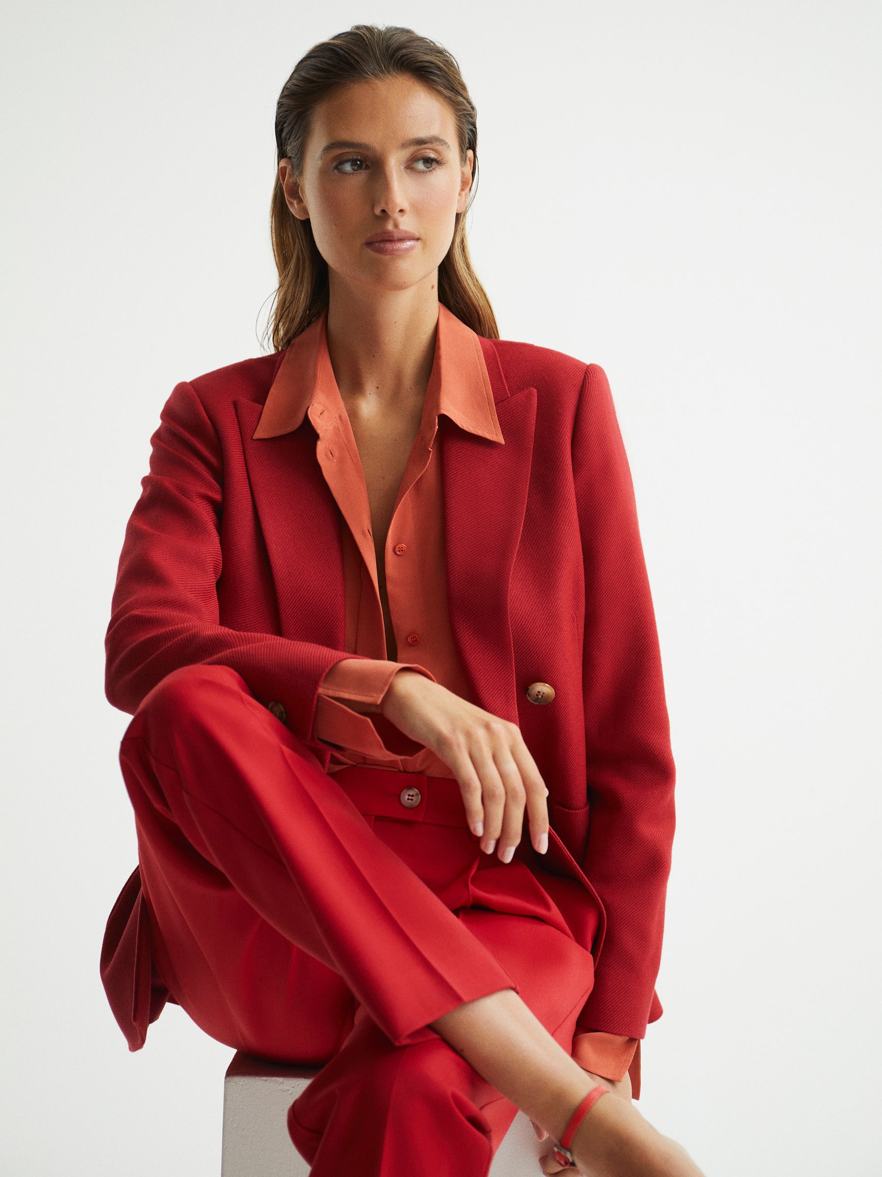 Double Breasted Blazer in Red - Image 6 of 7