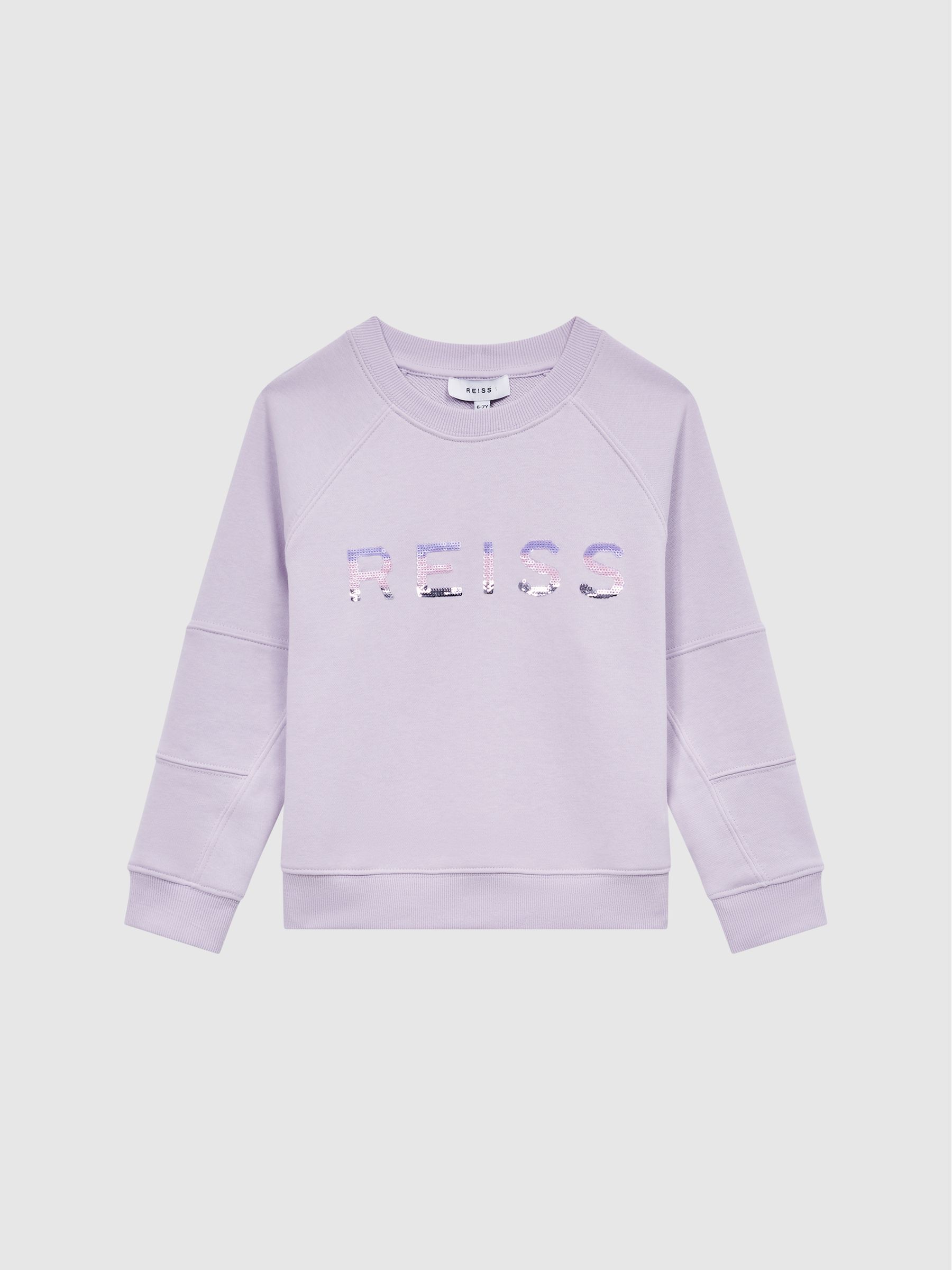 Senior Sequin Crew Neck Jumper in Lilac - Image 2 of 7