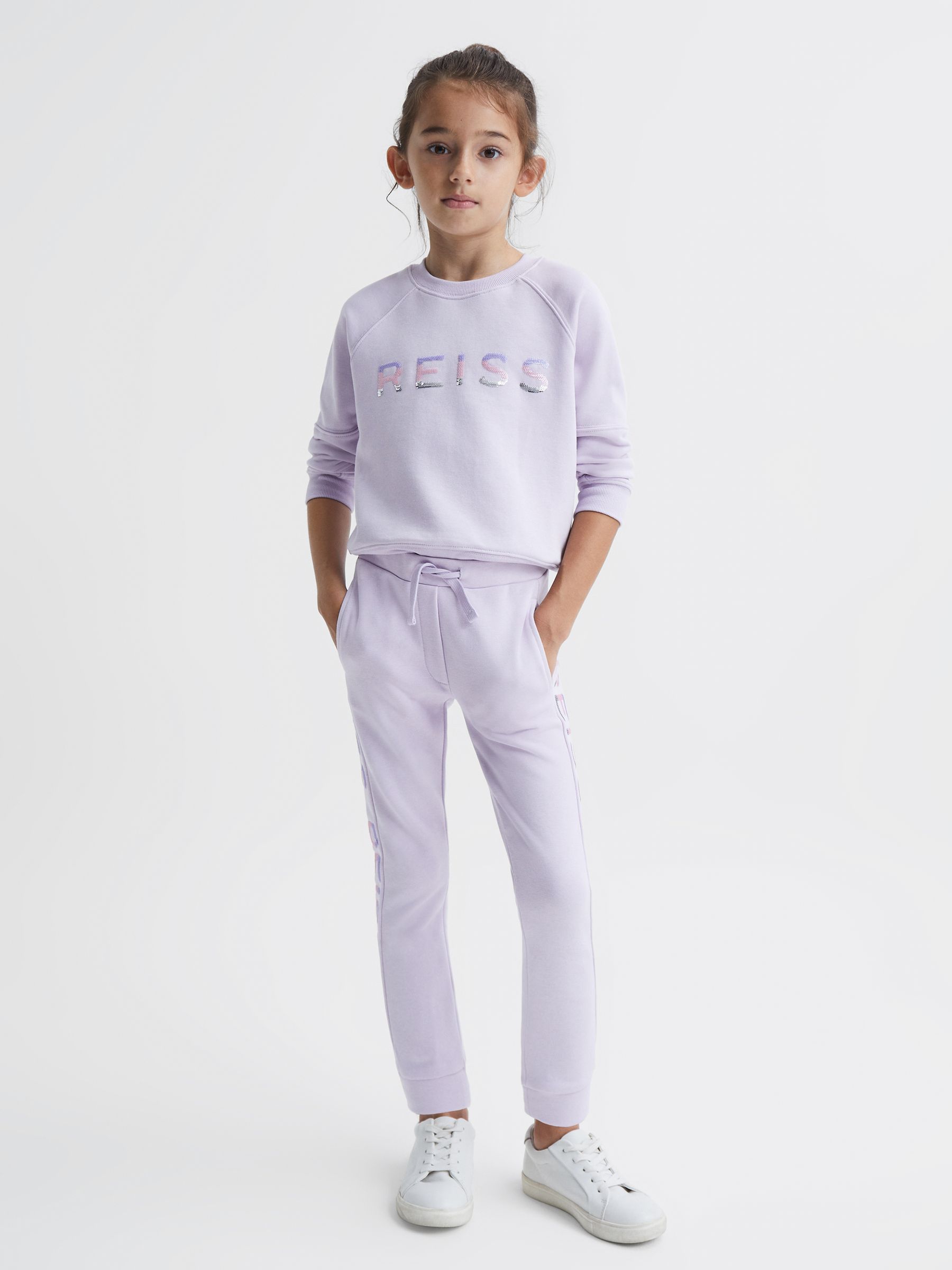 Senior Sequin Crew Neck Jumper in Lilac - Image 6 of 7
