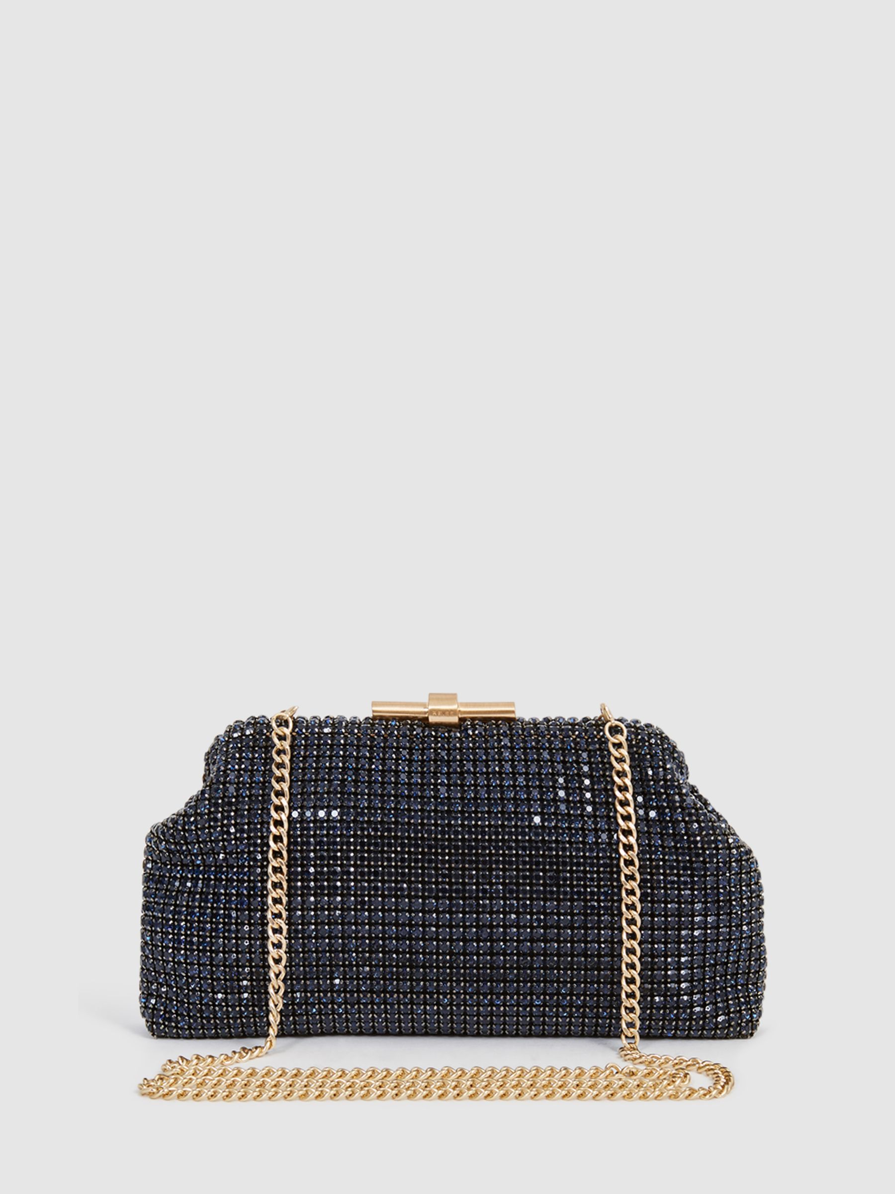 Embellished Clutch Bag in Navy - Image 1 of 7