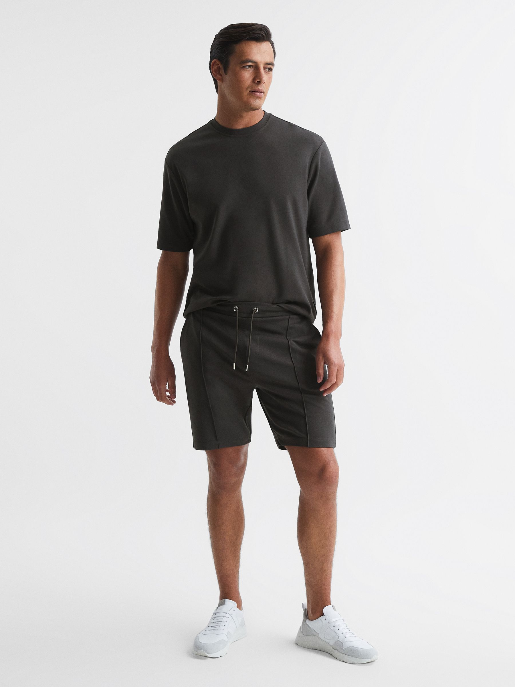 Drawstring Pintuck Shorts in Smoke - Image 1 of 5 Drawstring Pintuck Shorts in Smoke - Image 1 of 5