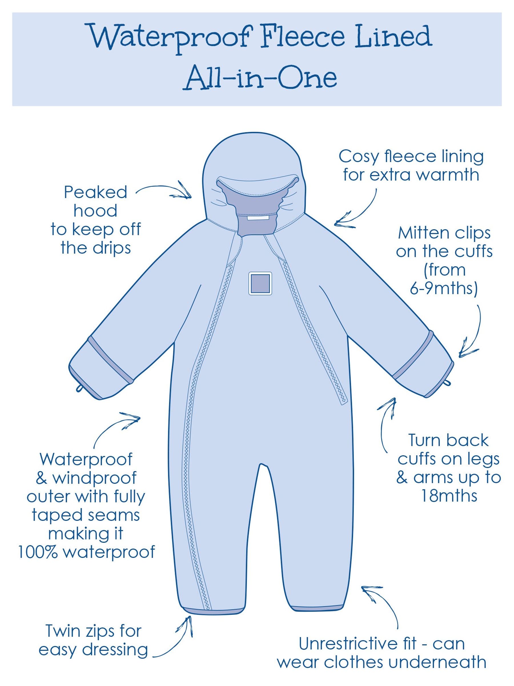 Navy Blue Woodland Waterproof Fleece Lined Puddle Suit - Image 9 of 10