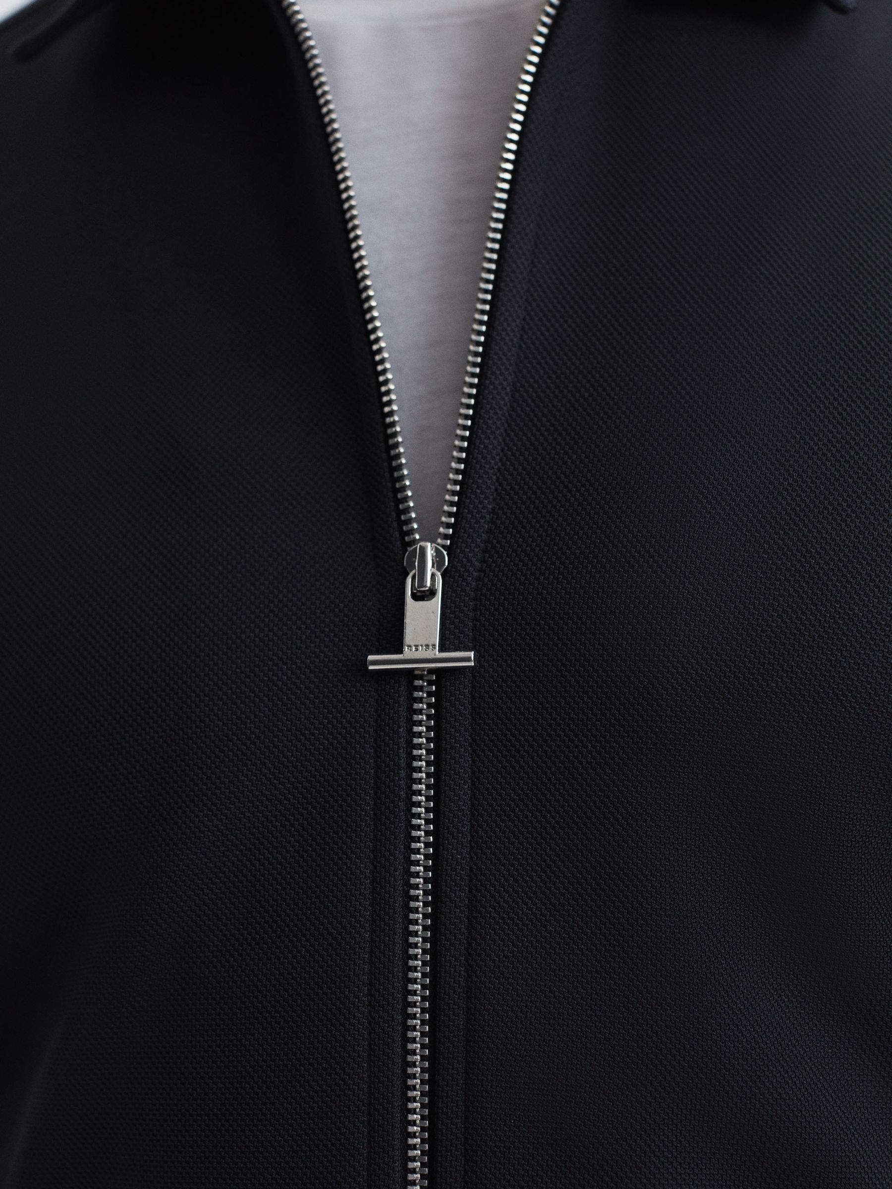 Slim Fit Long Sleeve Zip Through Jacket in Navy - Image 4 of 5