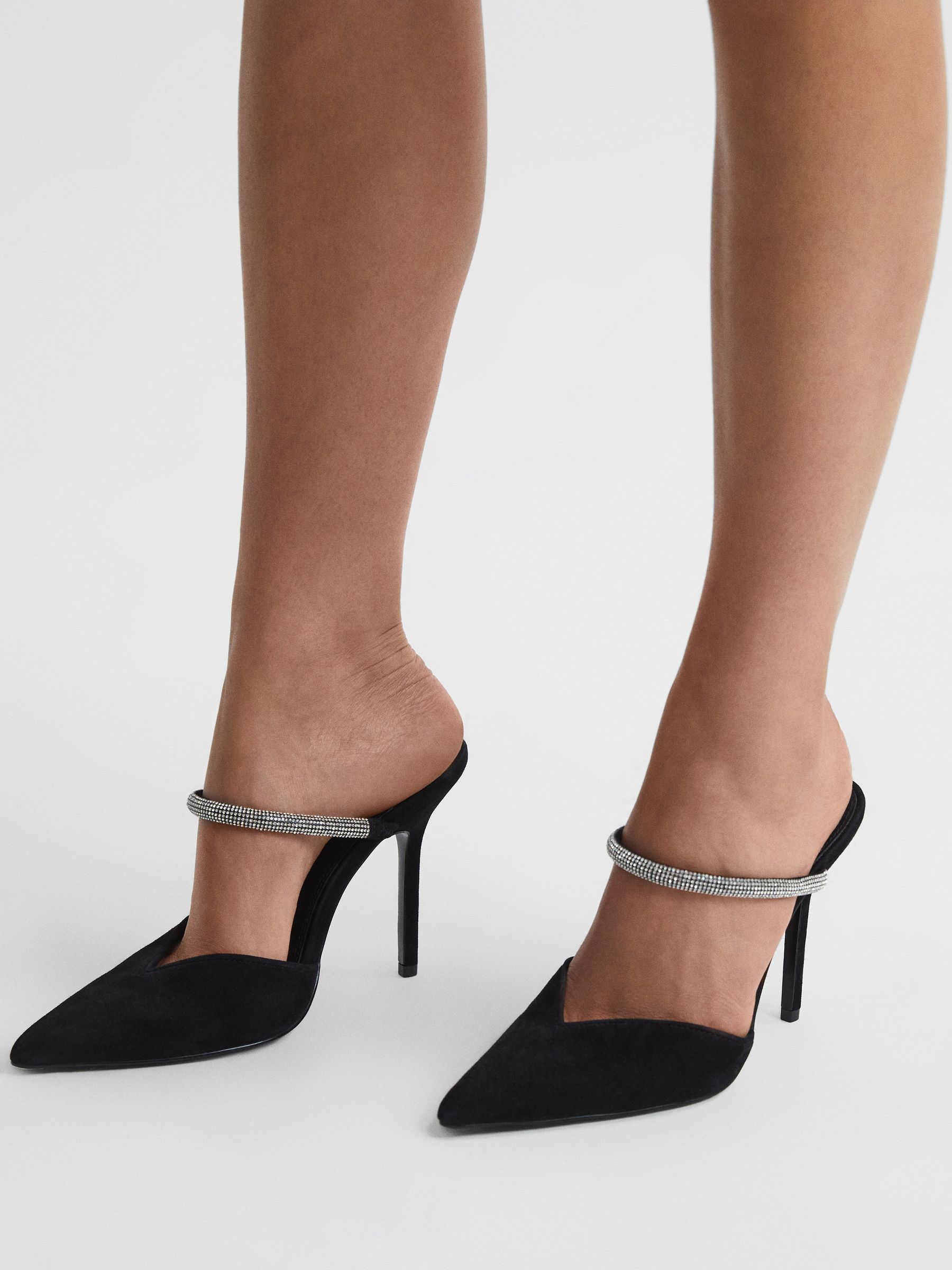 Embellished Crystal Court Shoes in Black - Image 2 of 6 Embellished Crystal Court Shoes in Black - Image 2 of 6