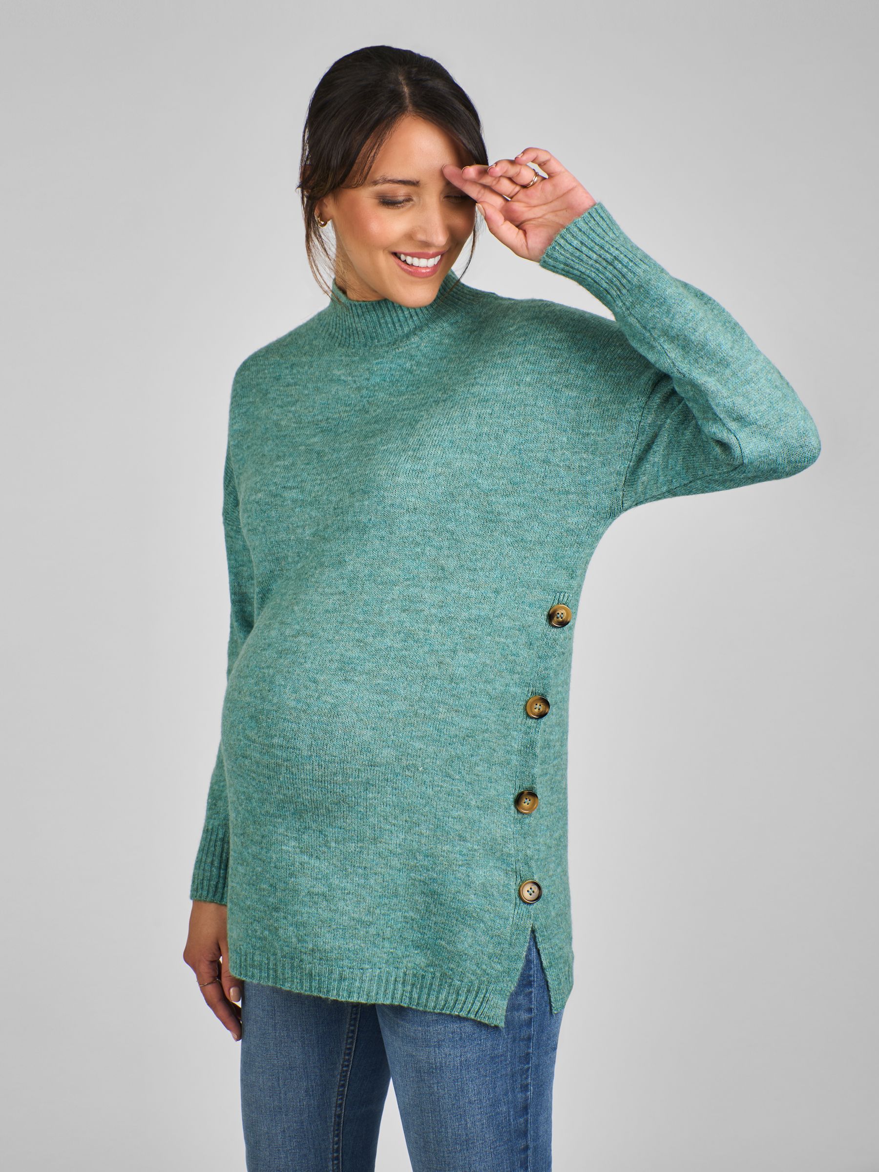Sage Green Turtle Neck Maternity & Nursing Jumper - Image 1 of 4