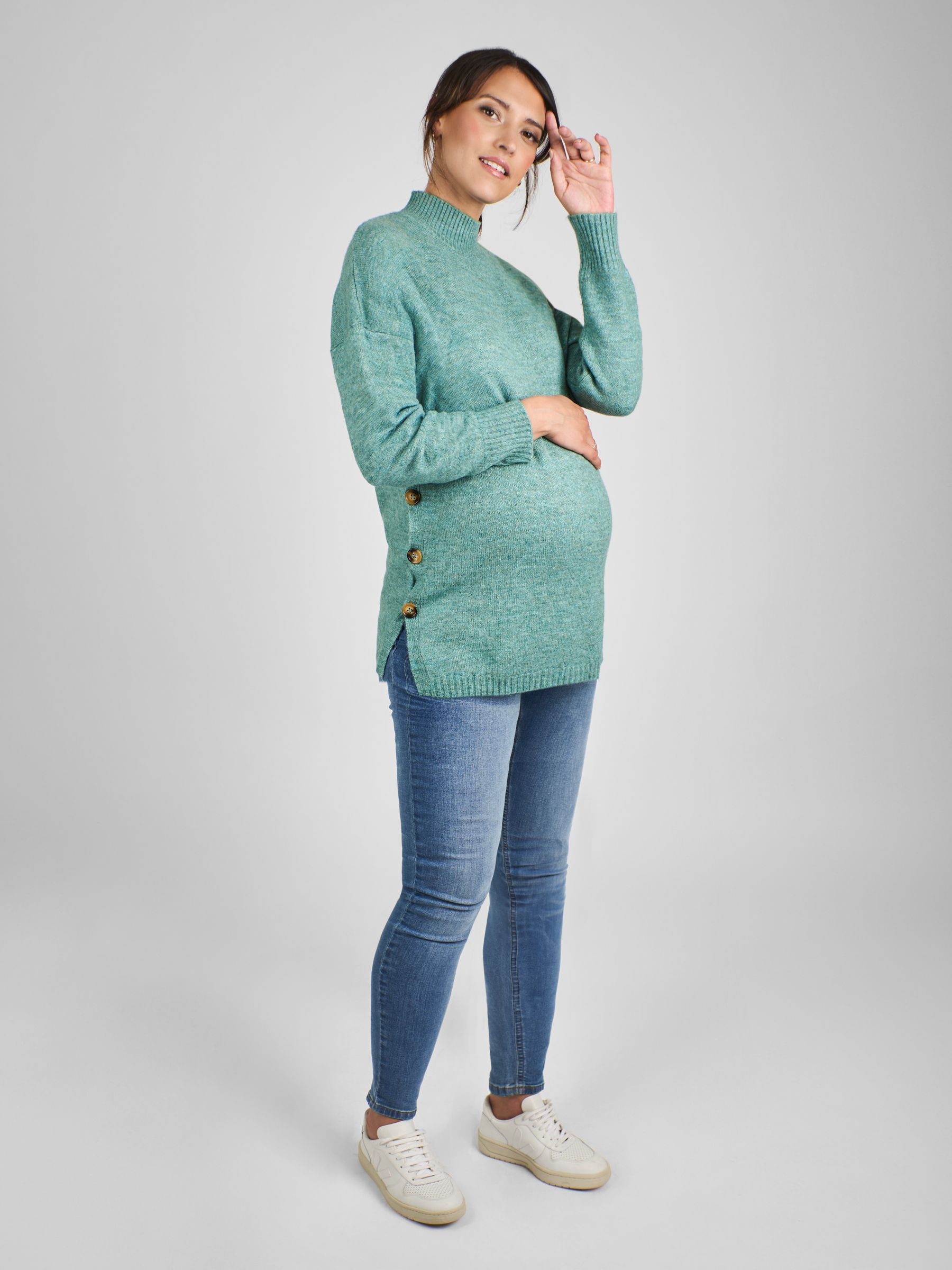 Sage Green Turtle Neck Maternity & Nursing Jumper - Image 3 of 4