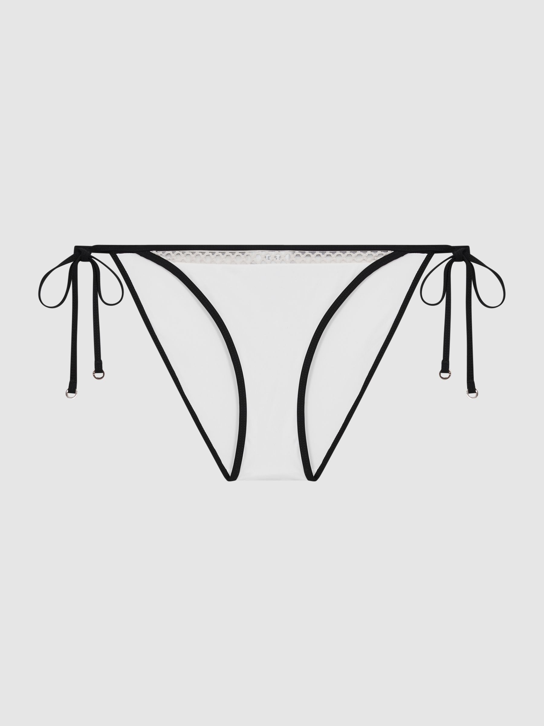 Side Tie Lattice Bikini Bottoms in White/Neutral - Image 2 of 5