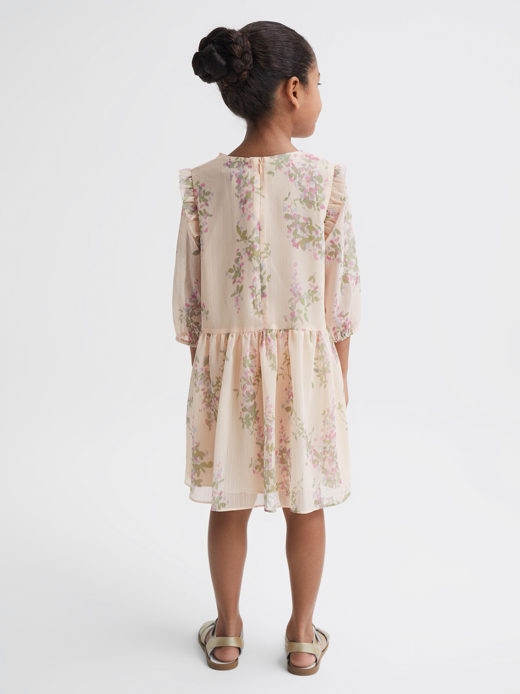 9-12 yrs Chiffon Print Dress in Pink Print - Image 5 of 7
