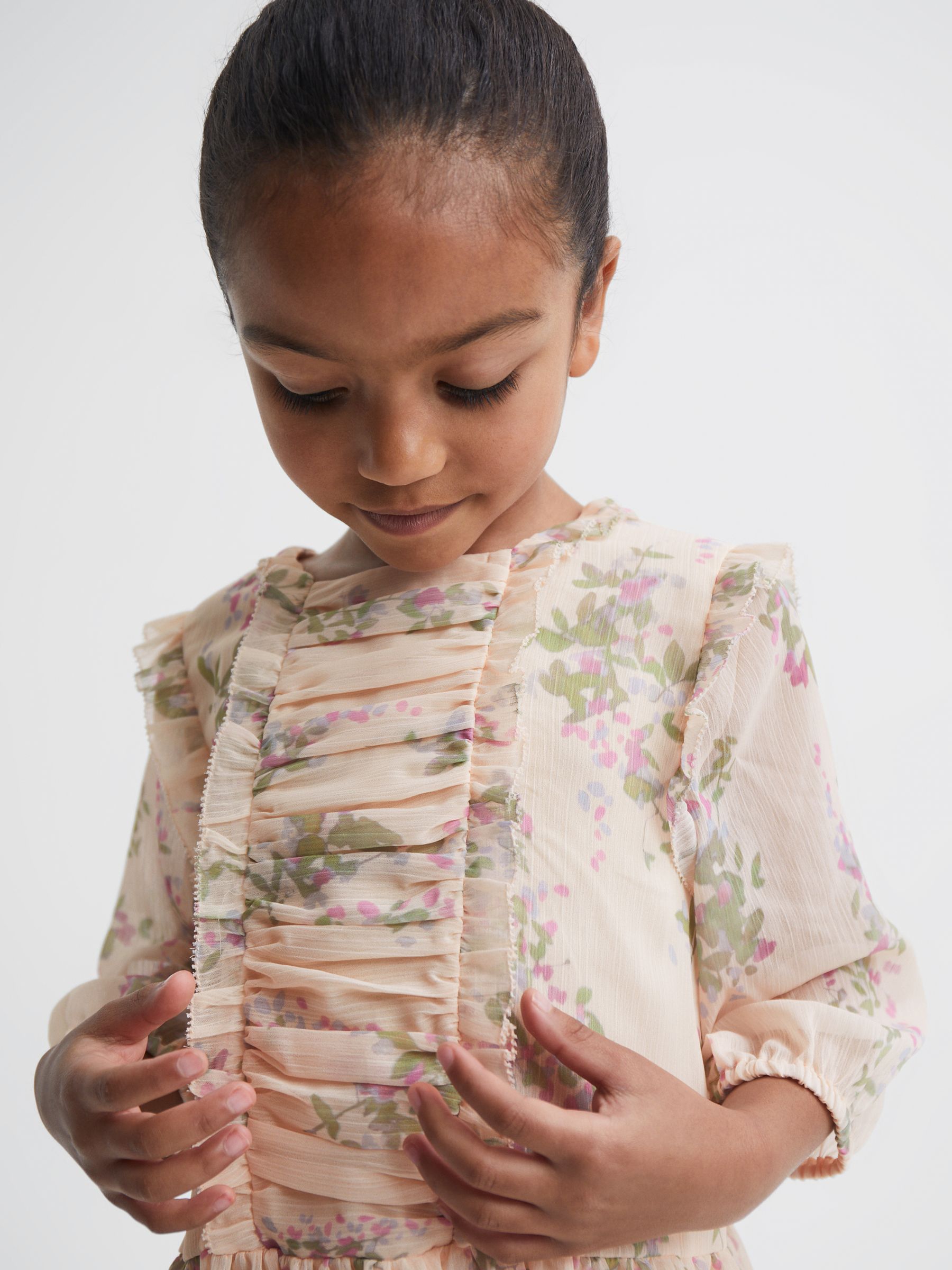 9-12 yrs Chiffon Print Dress in Pink Print - Image 6 of 7