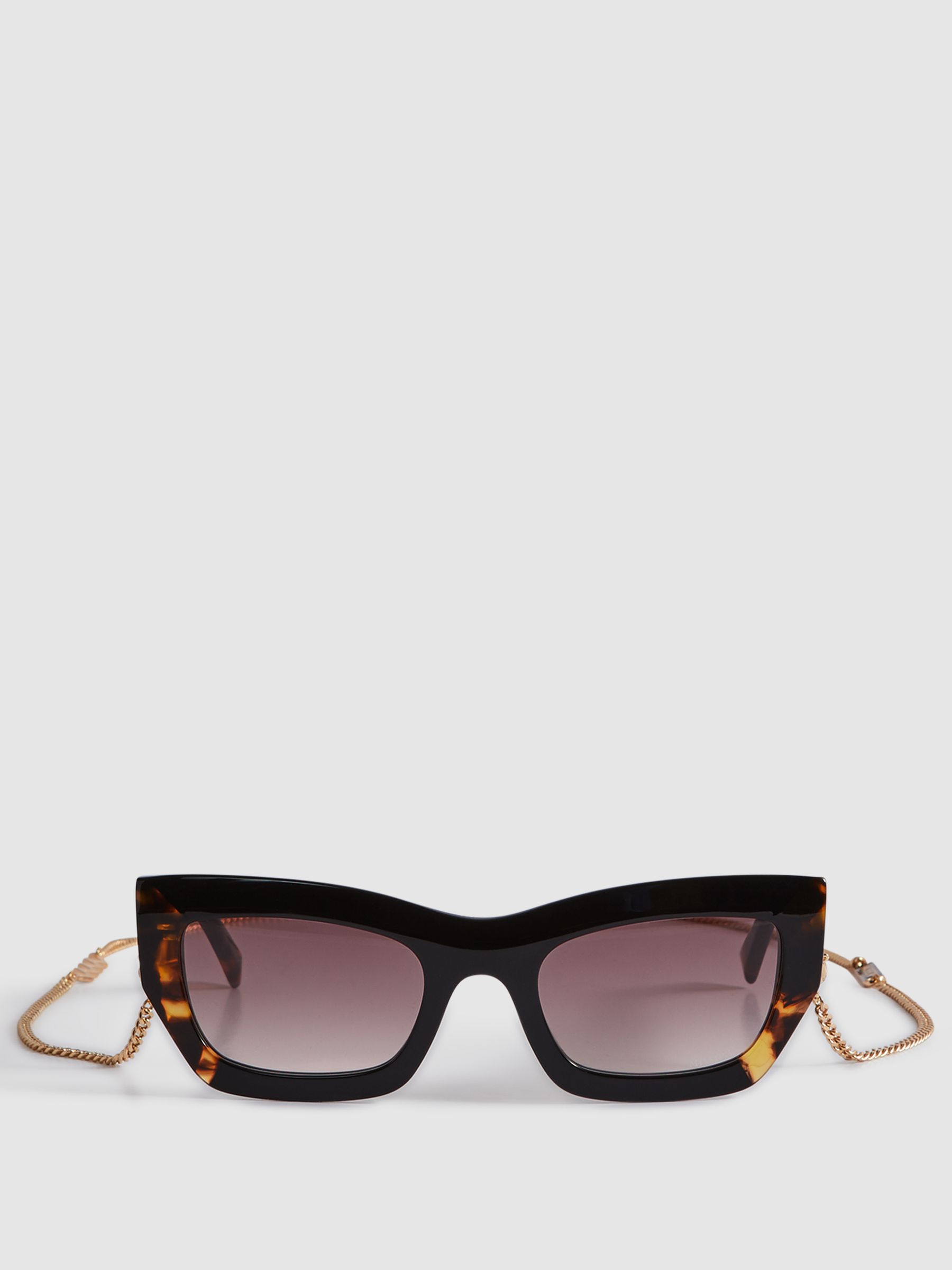 Missoni Eyewear Removable Chain Cat Eye Sunglasses in Tortoise - Image 1 of 4 Missoni Eyewear Removable Chain Cat Eye Sunglasses in Tortoise - Image 1 of 4