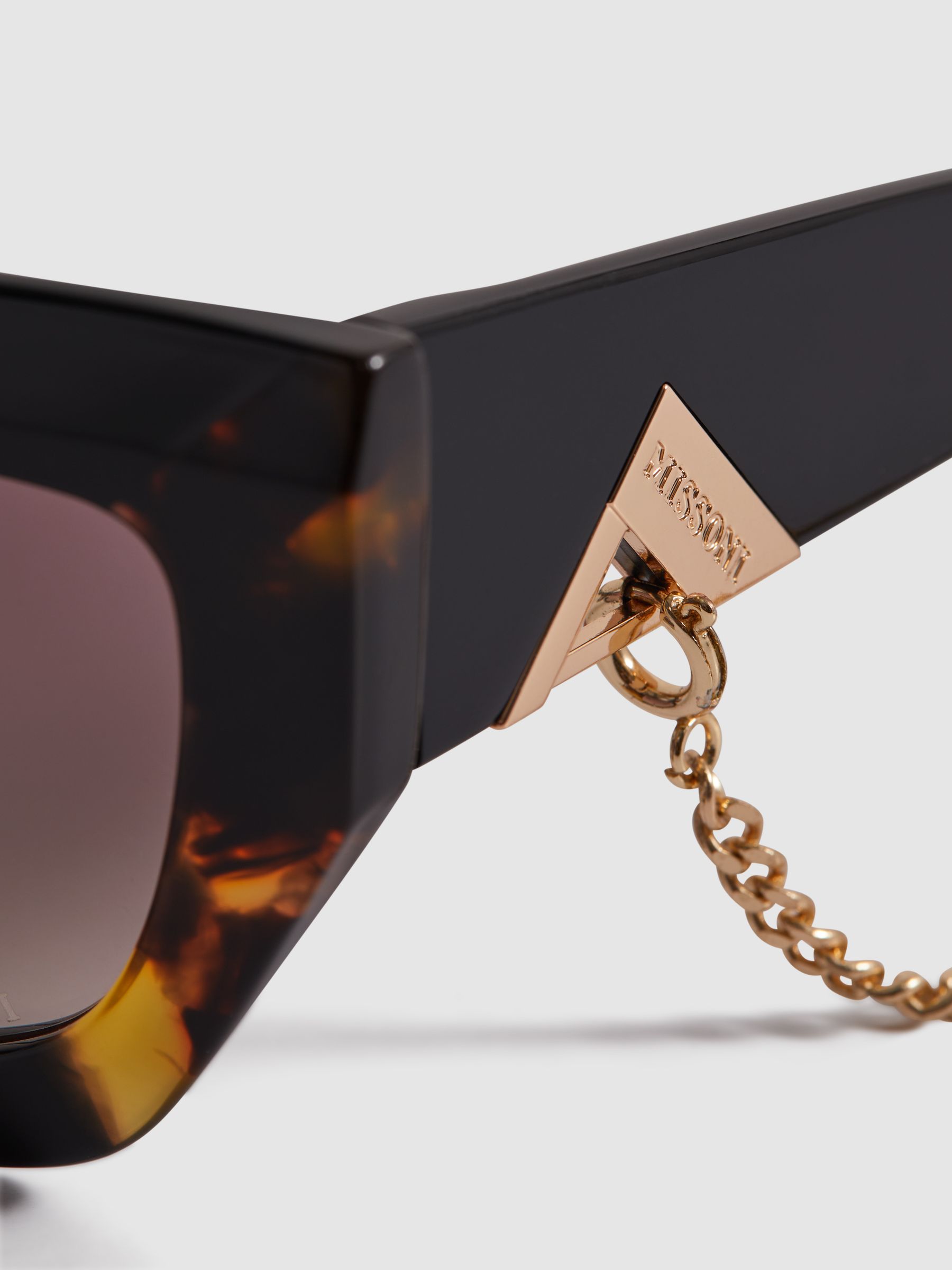 Missoni Eyewear Removable Chain Cat Eye Sunglasses in Tortoise - Image 4 of 4