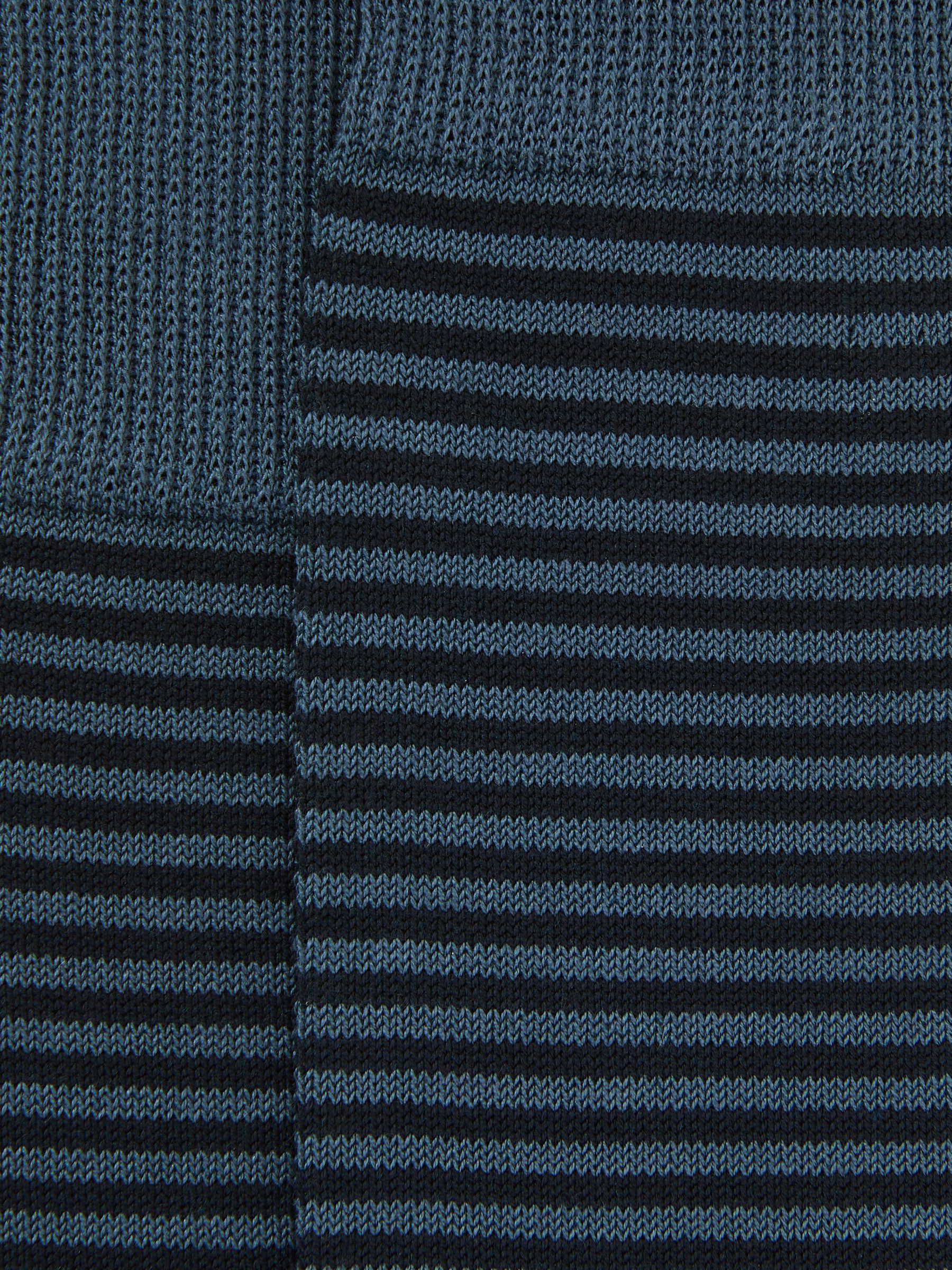 Cotton-Blend Striped Socks in Airforce Blue/ Navy - image 2