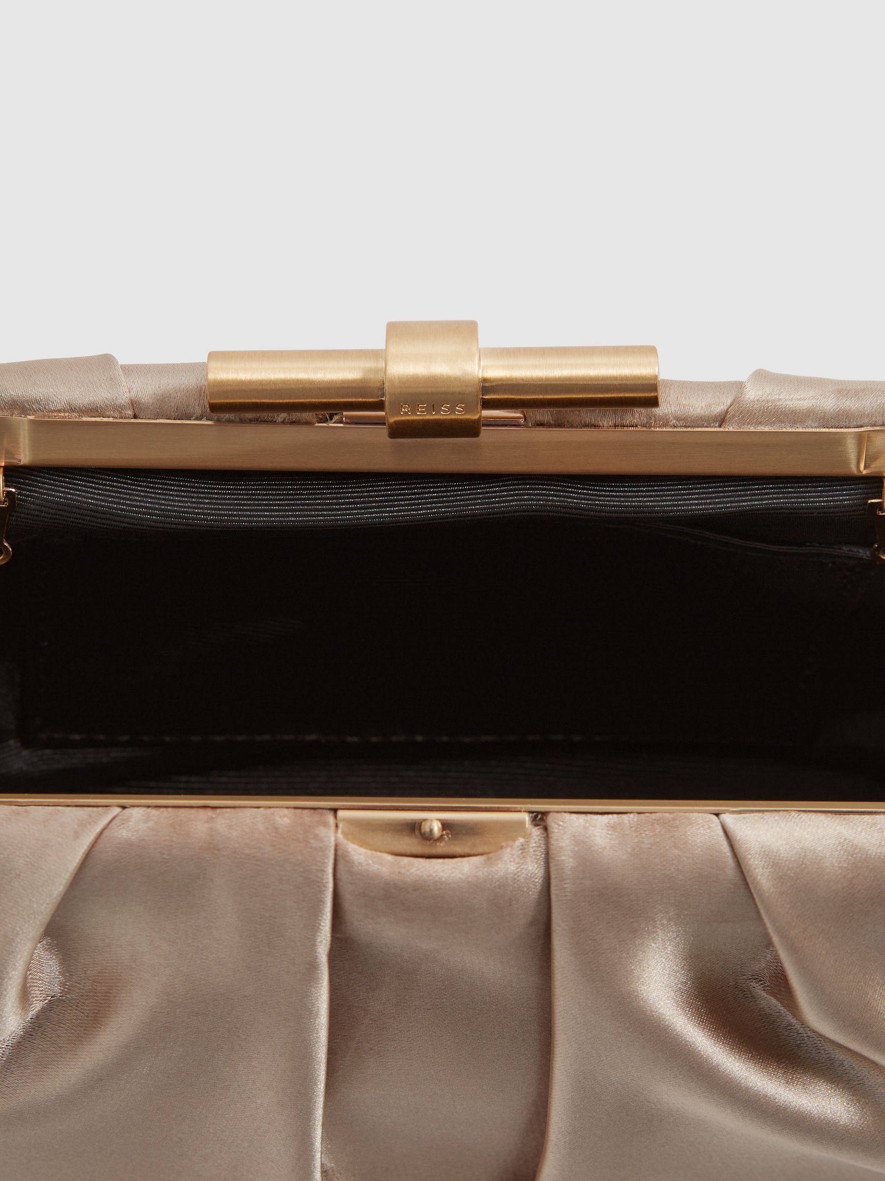 Satin Clutch Bag in Taupe - Image 7 of 8