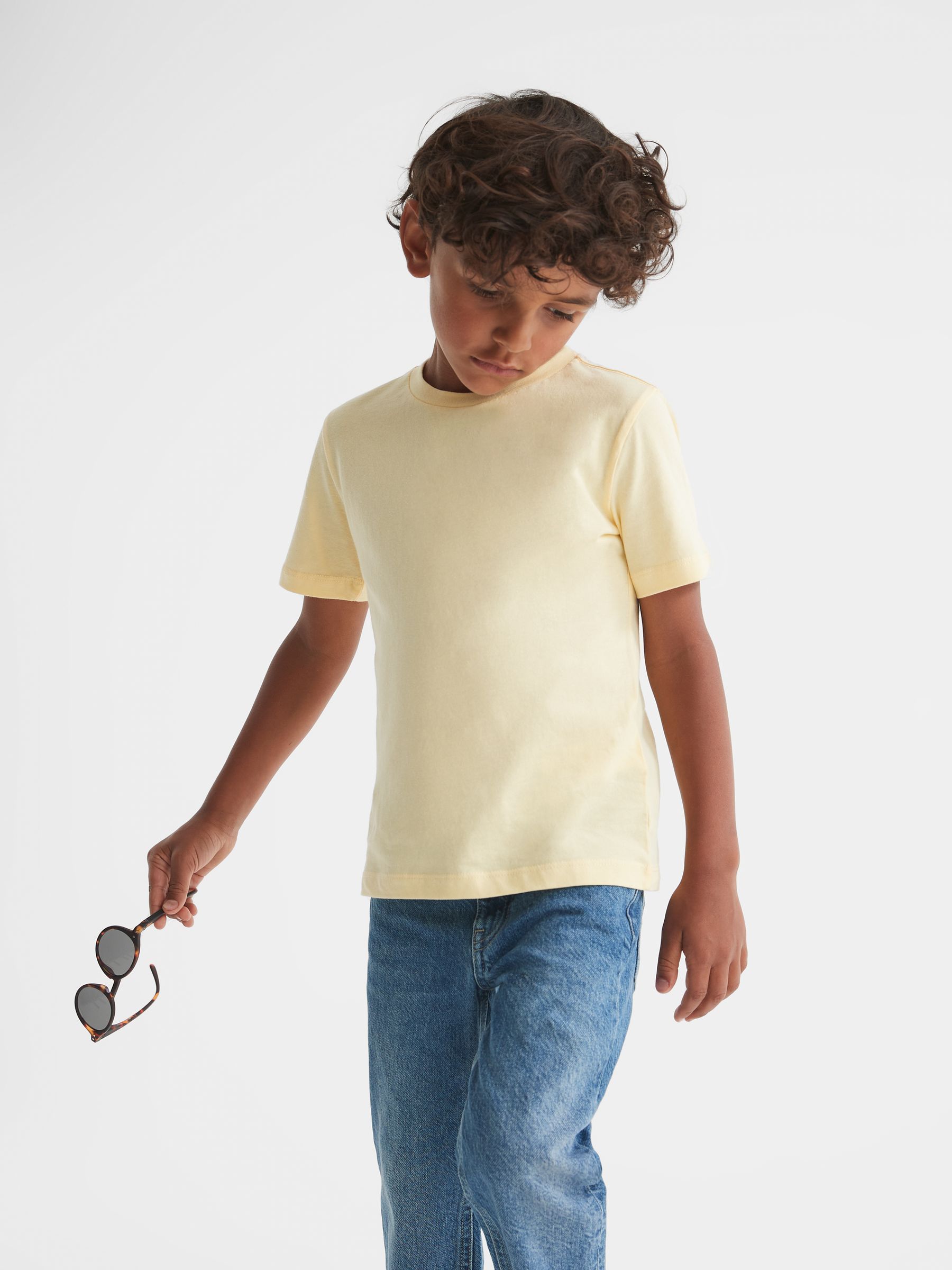 3-9 yrs Crew Neck T-Shirt in Lemon - Image 1 of 8