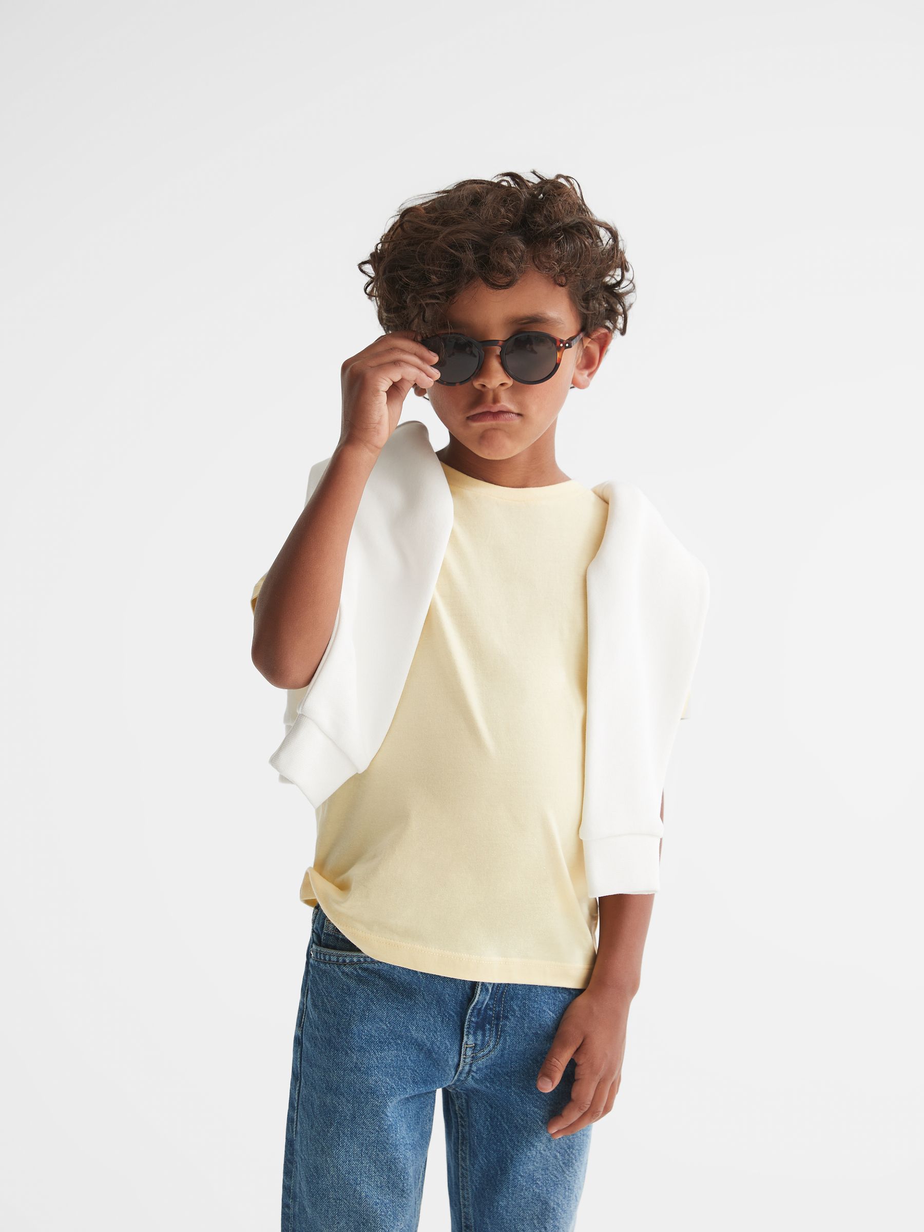 3-9 yrs Crew Neck T-Shirt in Lemon - Image 4 of 8