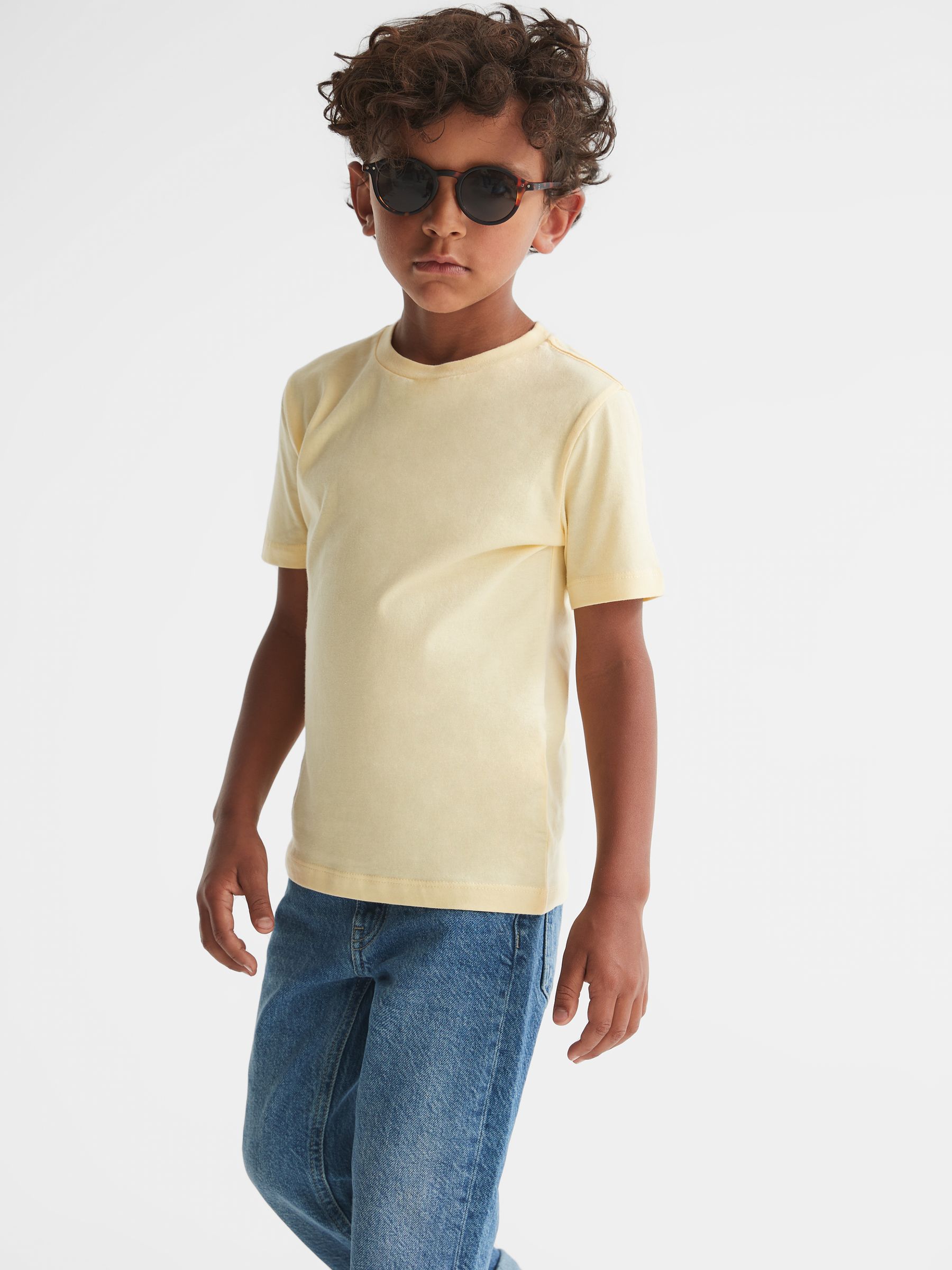3-9 yrs Crew Neck T-Shirt in Lemon - Image 6 of 8