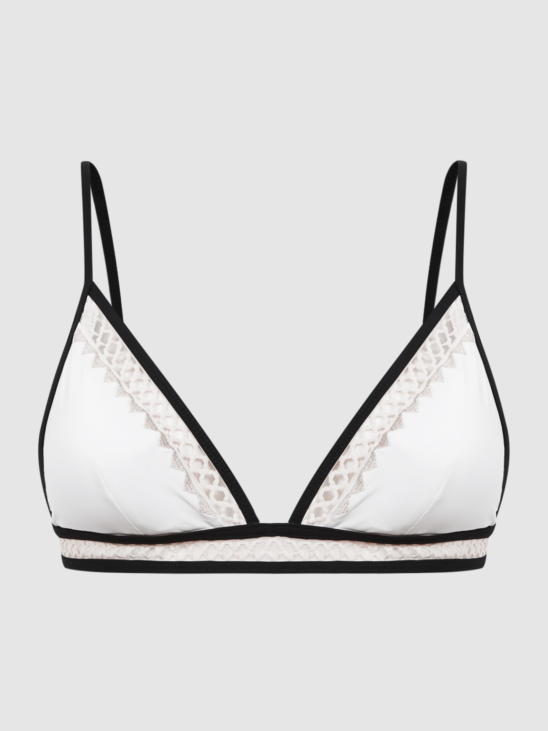 Fixed Triangle Lattice Bikini Top in White/Neutral - Image 2 of 4