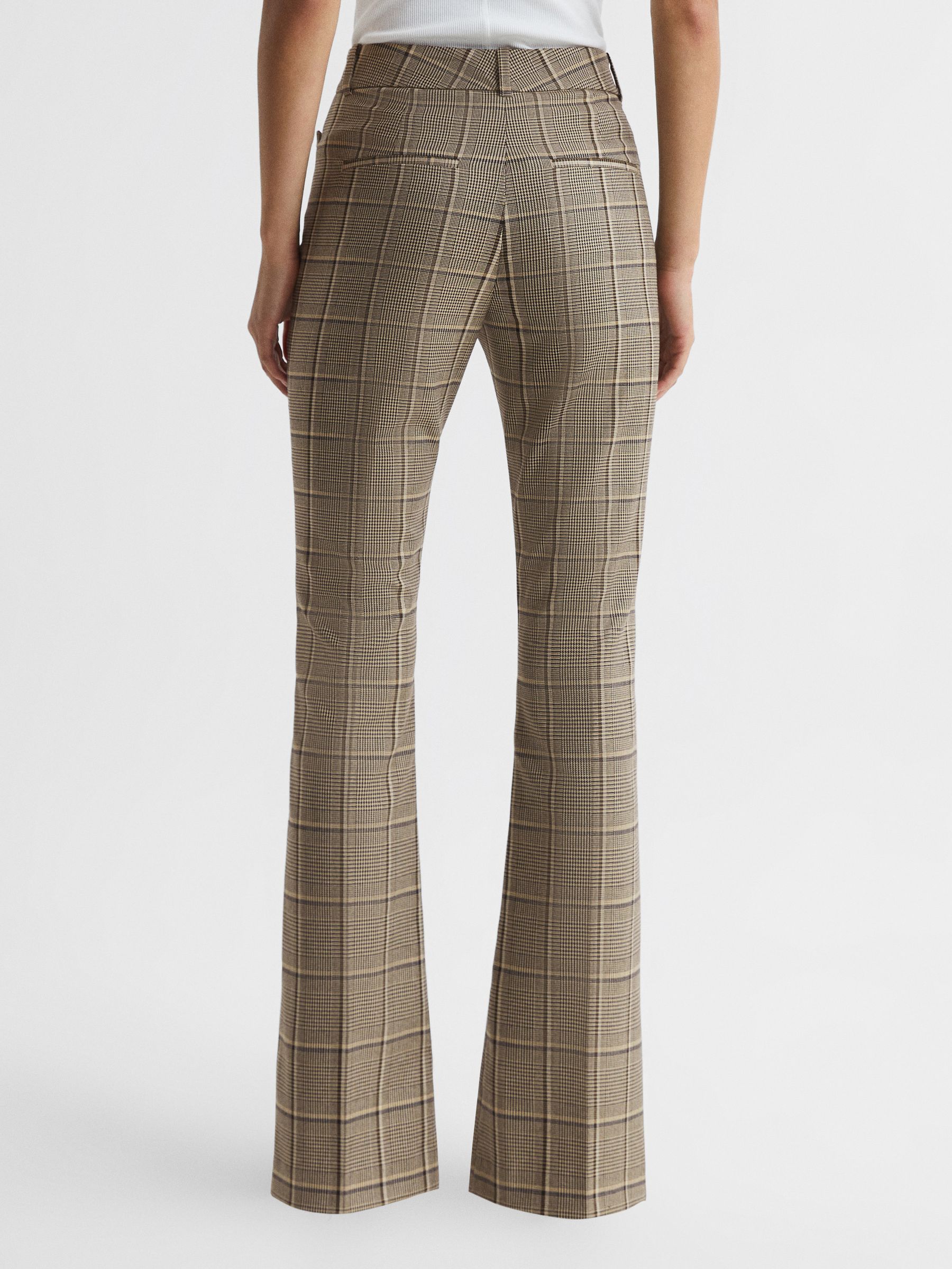 Flared Check Trousers in Brown - Image 5 of 6