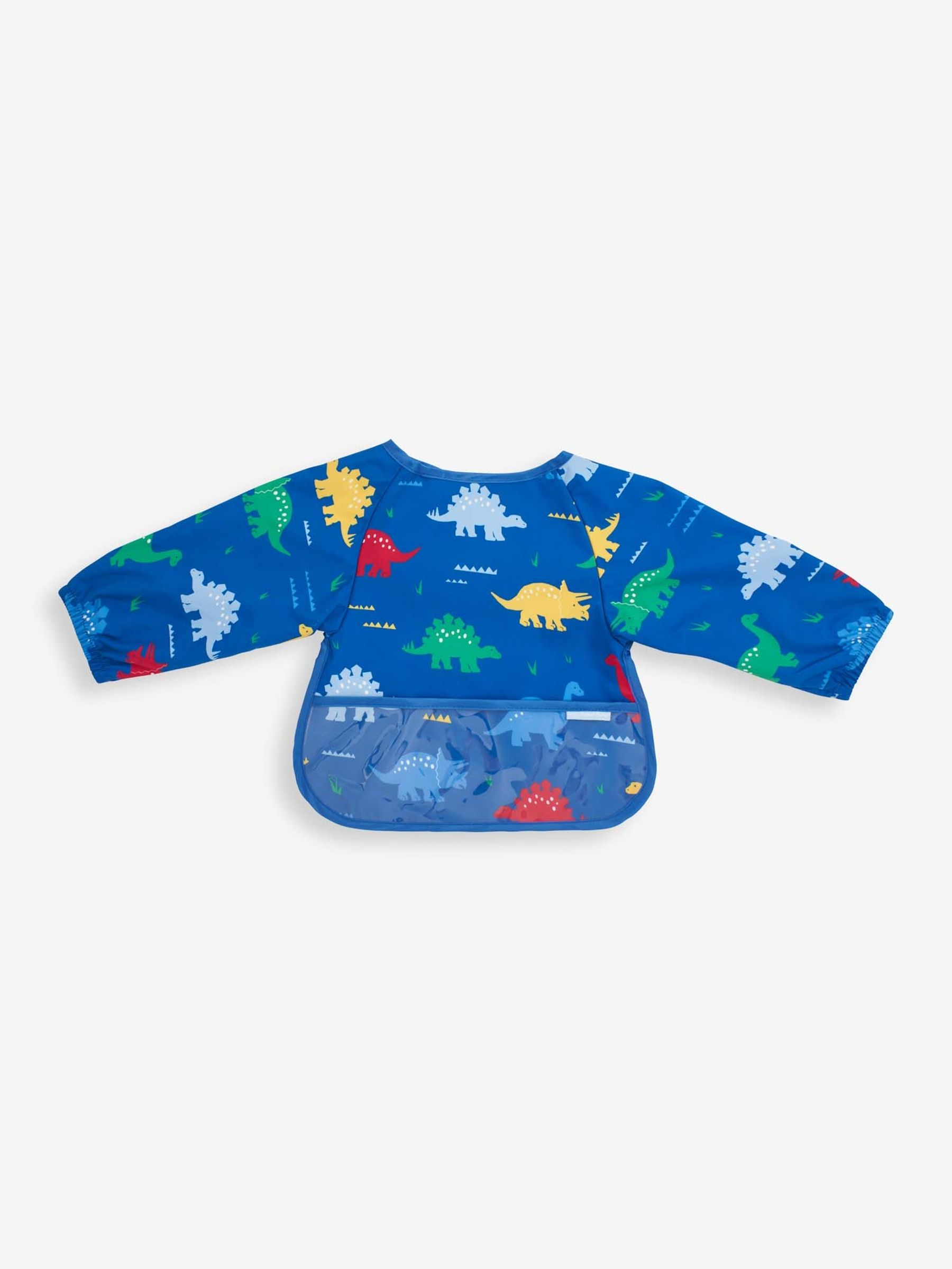 Deluxe Sleeved Bib in Blue Dinosaur - Image 3 of 3
