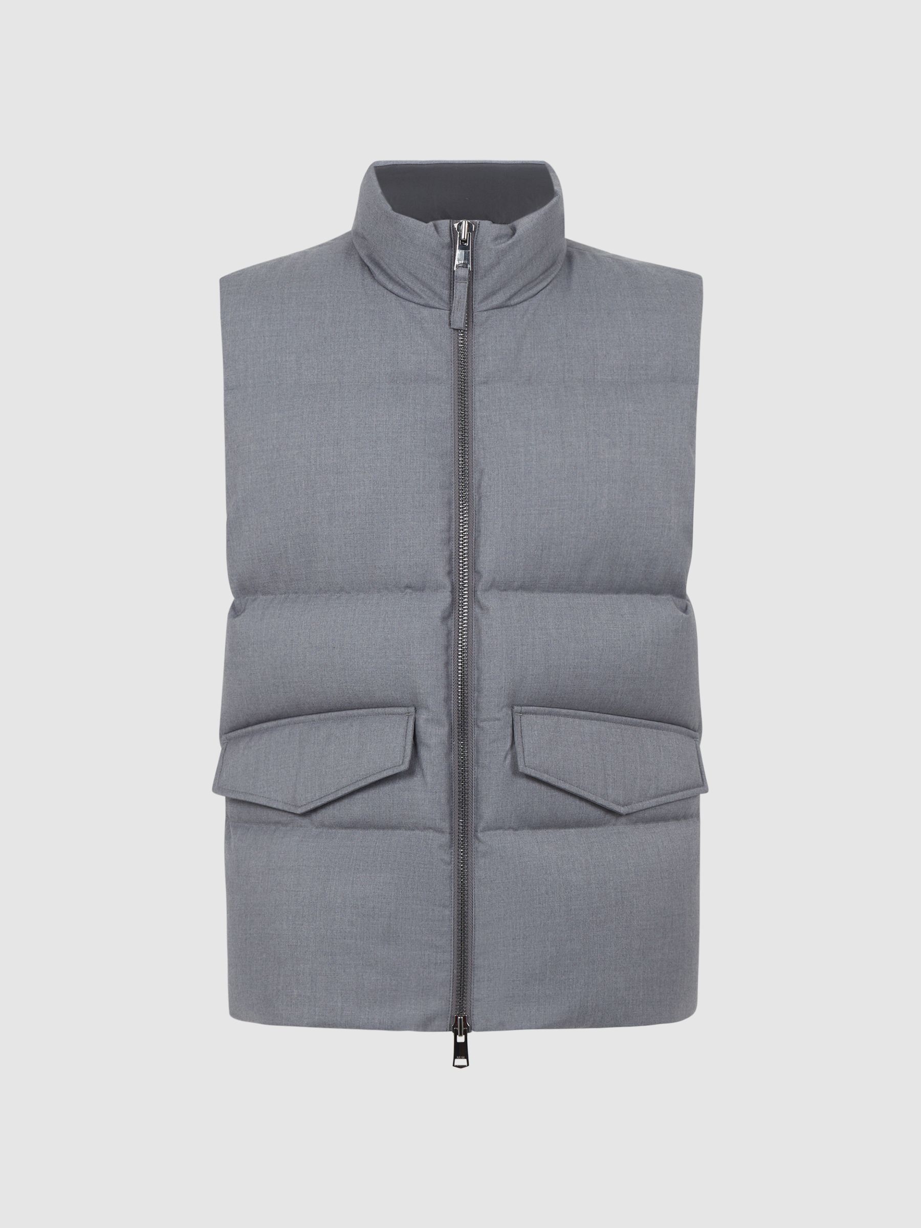 Quilted Sleeveless Gilet in Grey - Image 2 of 5