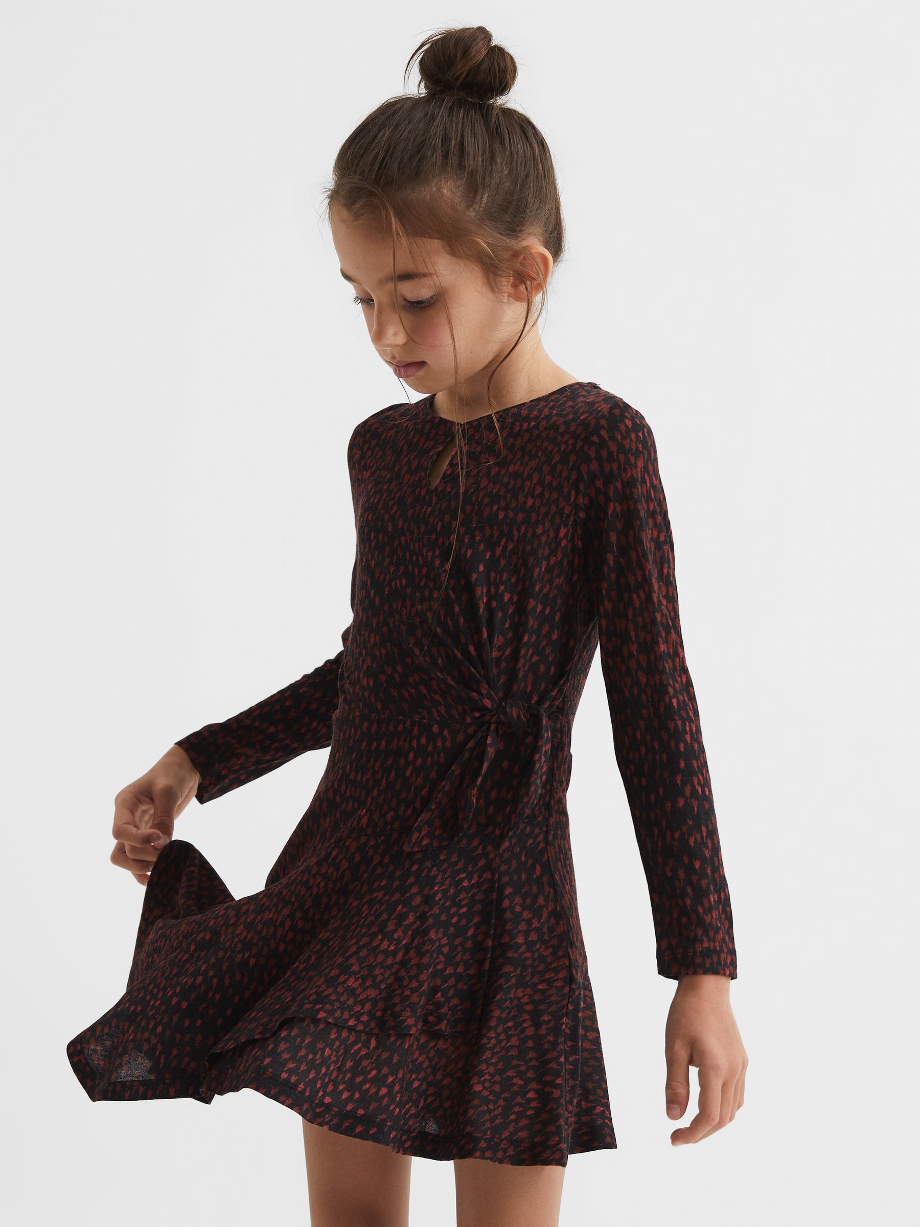 Printed Jersey Dress in Black Print - Image 6 of 7