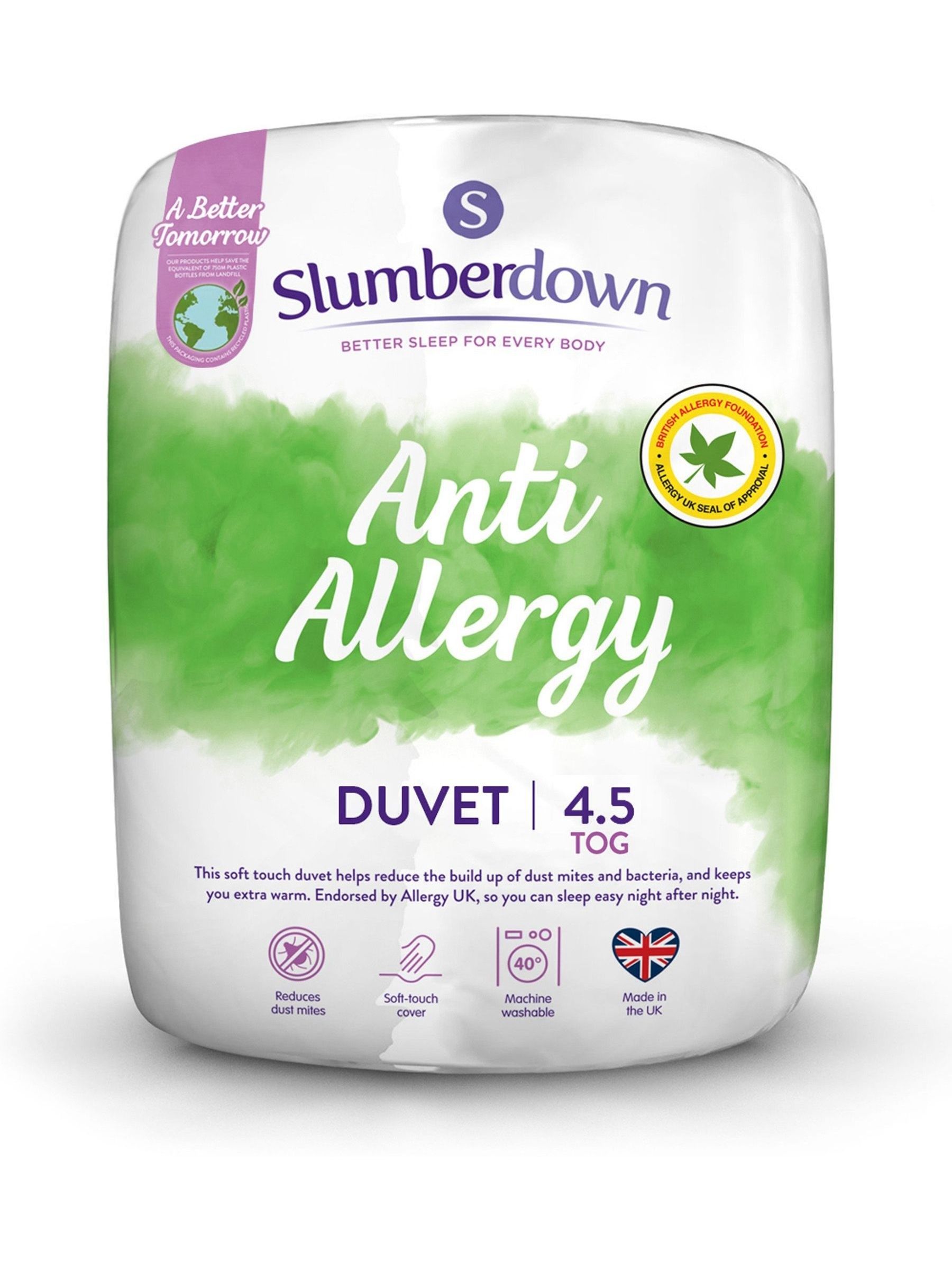 Slumberdown White Anti Allergy 4.5 tog Summer Duvet - Image 4 of 4