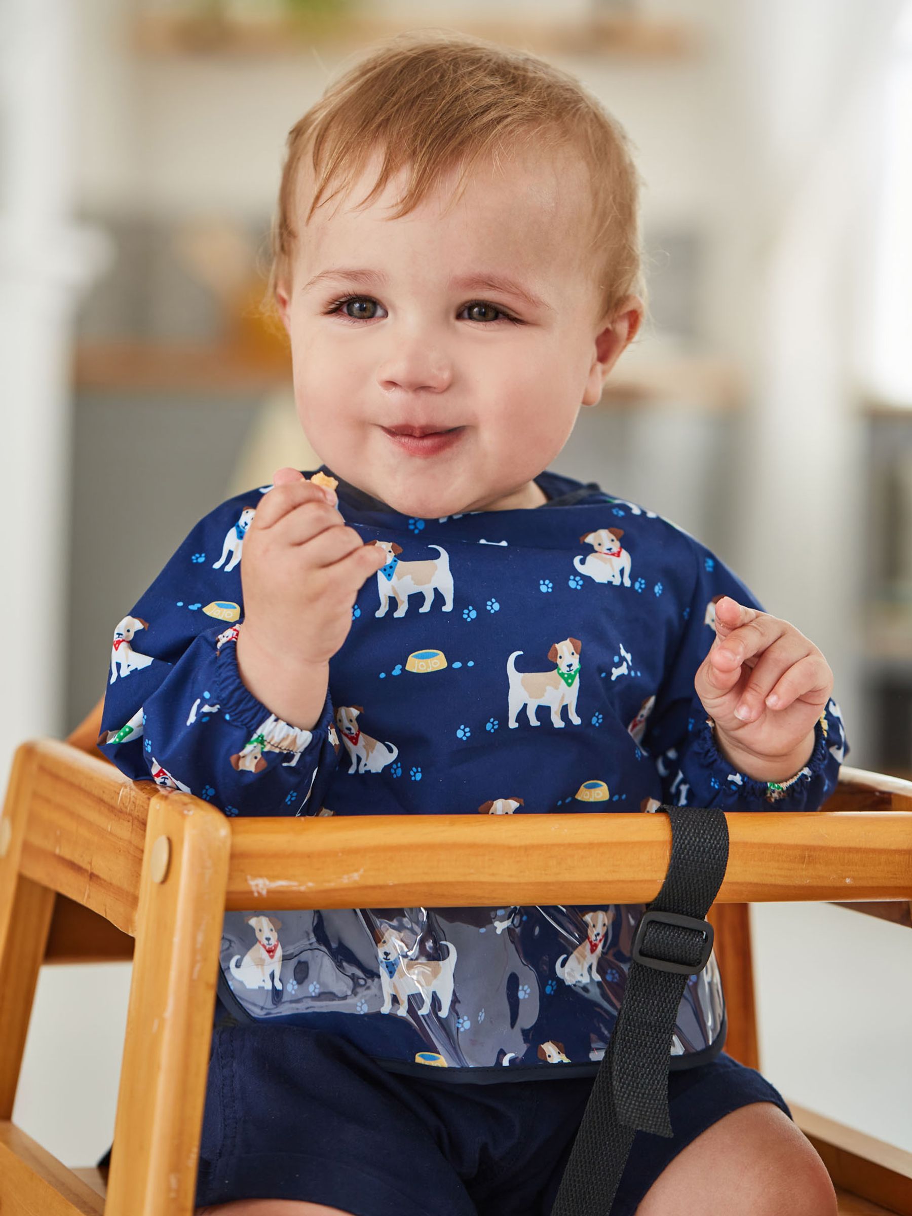 Deluxe Sleeved Bib in Navy Blue Dog - Image 1 of 3