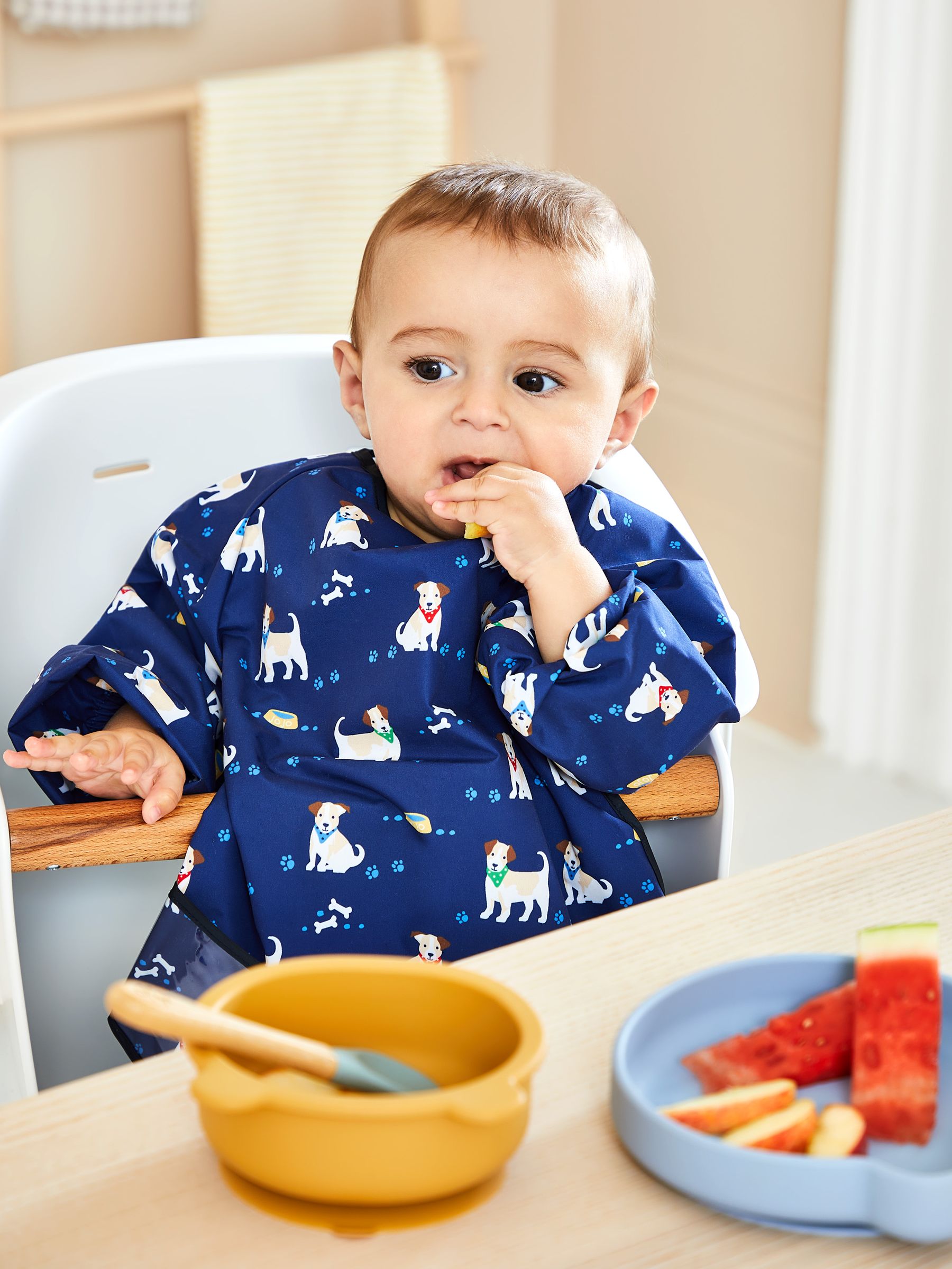 Deluxe Sleeved Bib in Navy Blue Dog - Image 2 of 3