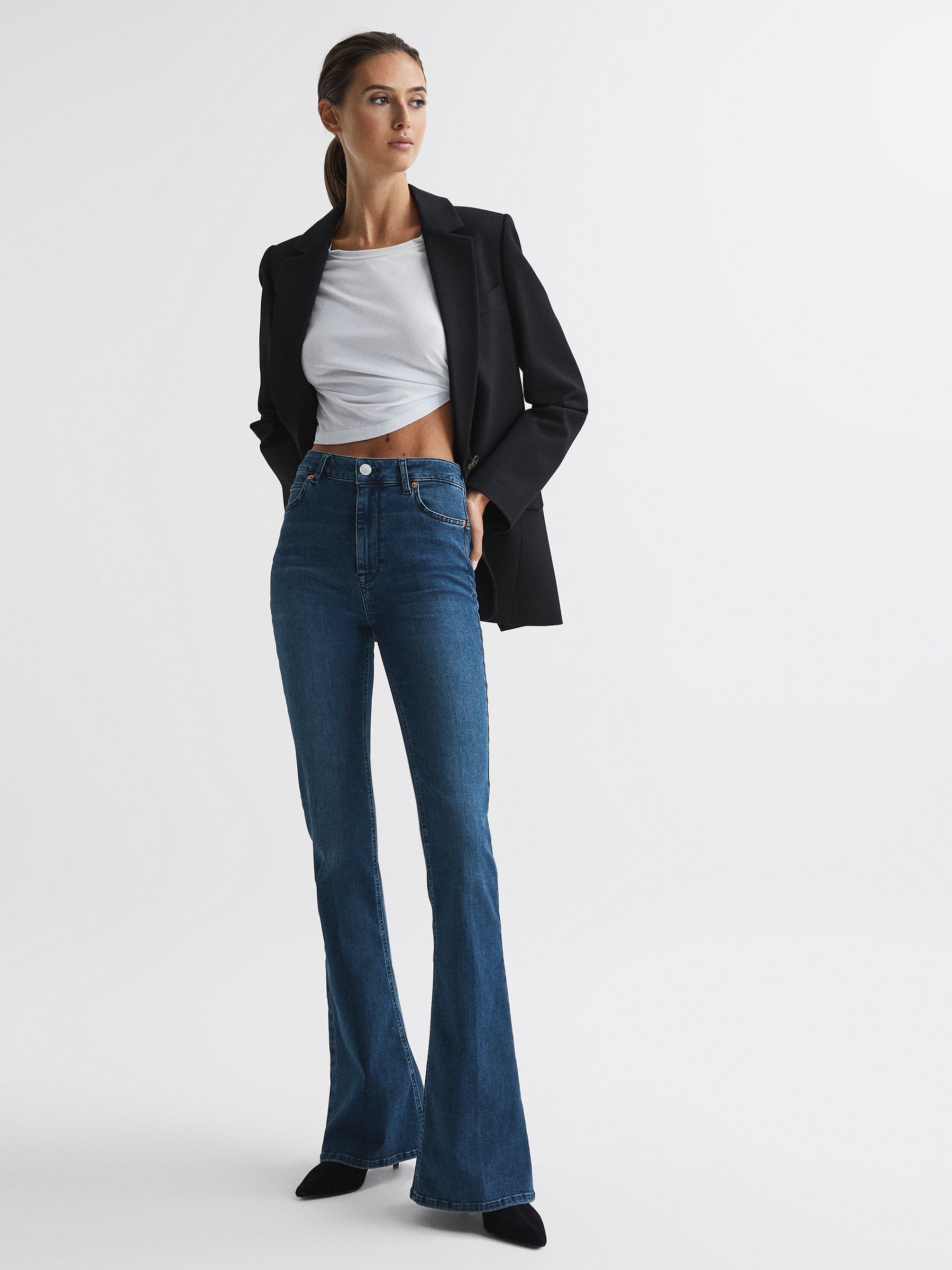 Džíny Contour High Passe zvonové barvy v inkoustové barvě - Obrázek 6 z 9