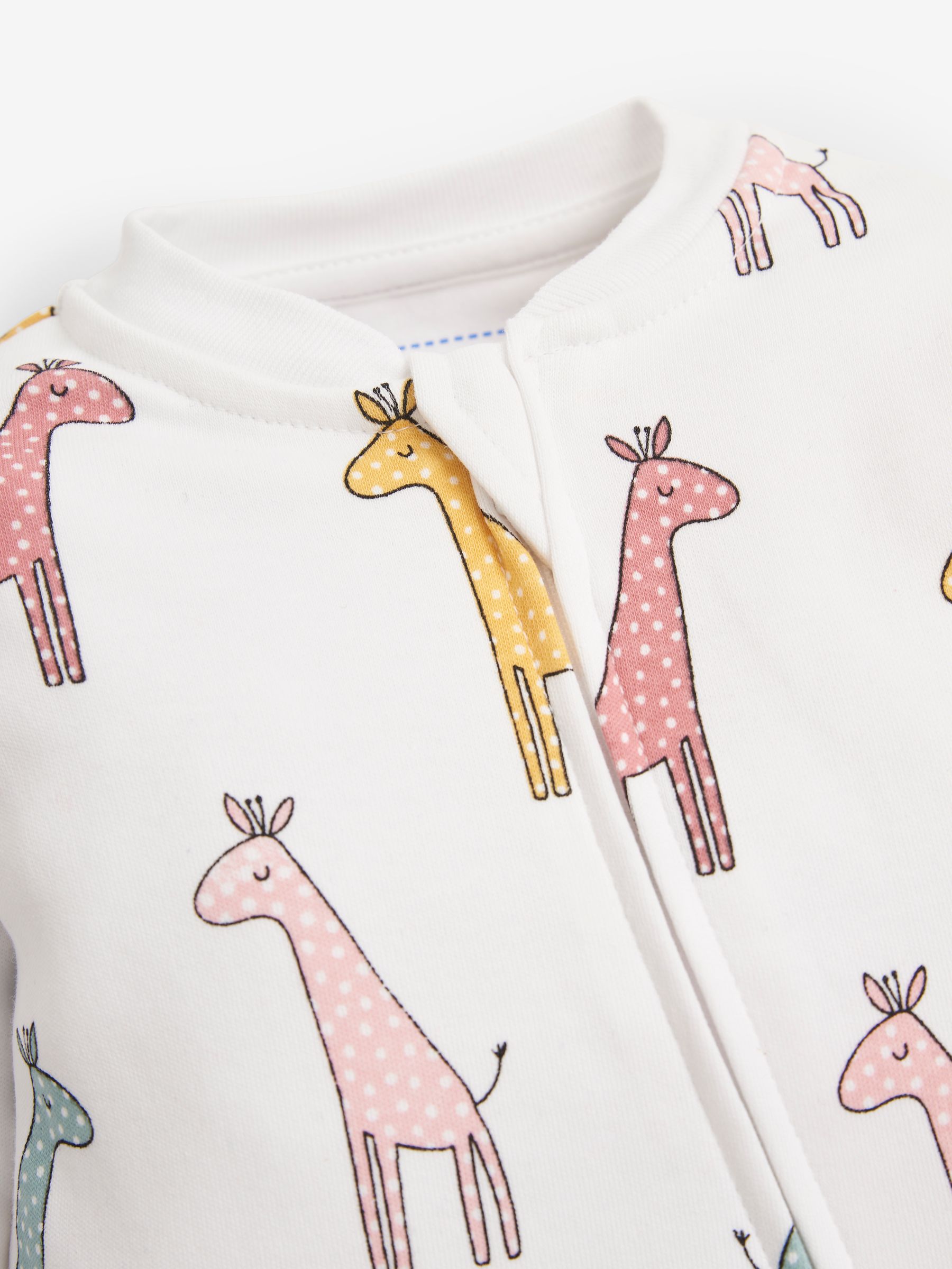 Yellow Giraffe Print Zip Cotton Baby Sleepsuit - Image 3 of 4
