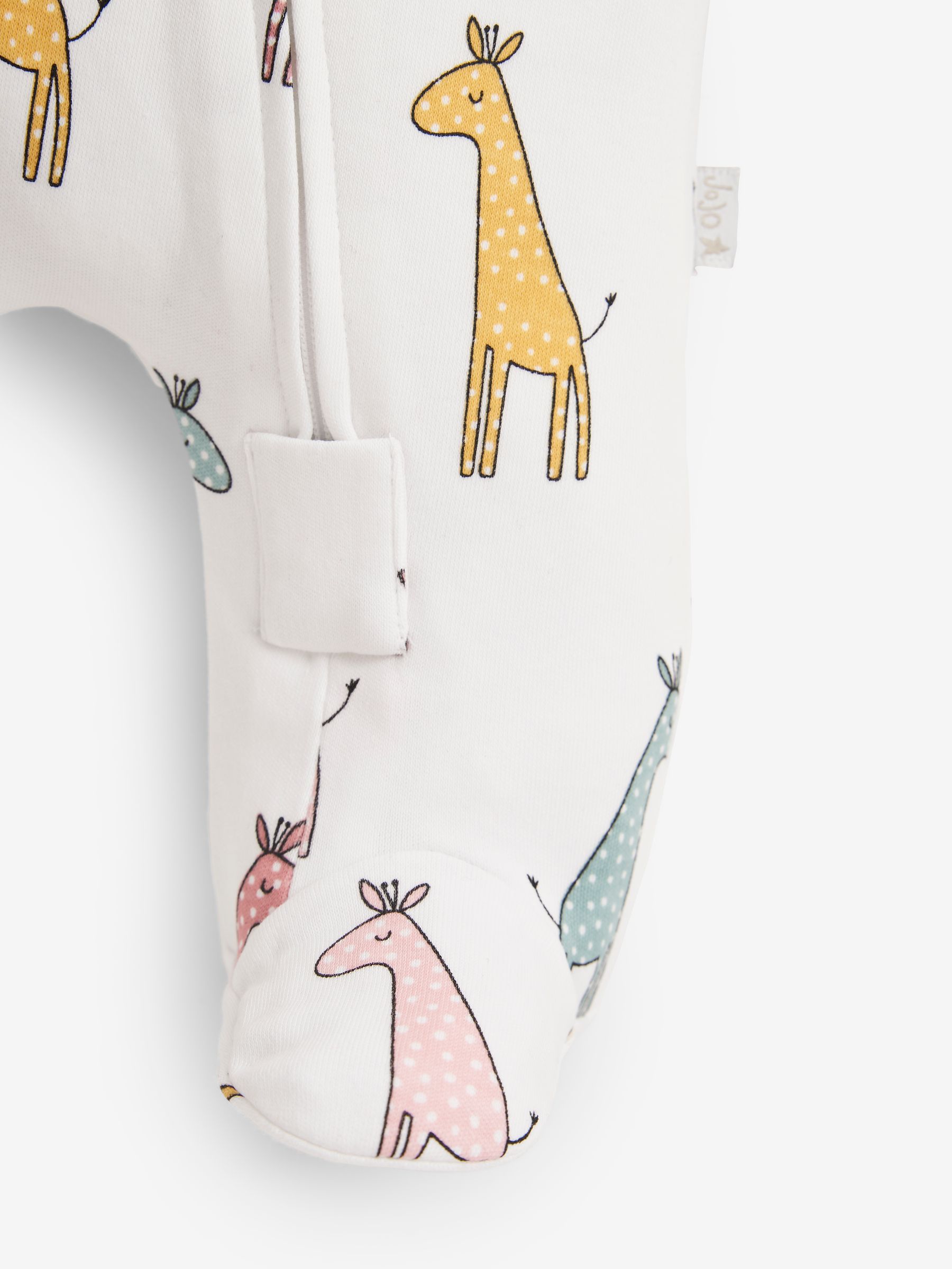 Yellow Giraffe Print Zip Cotton Baby Sleepsuit - Image 4 of 4