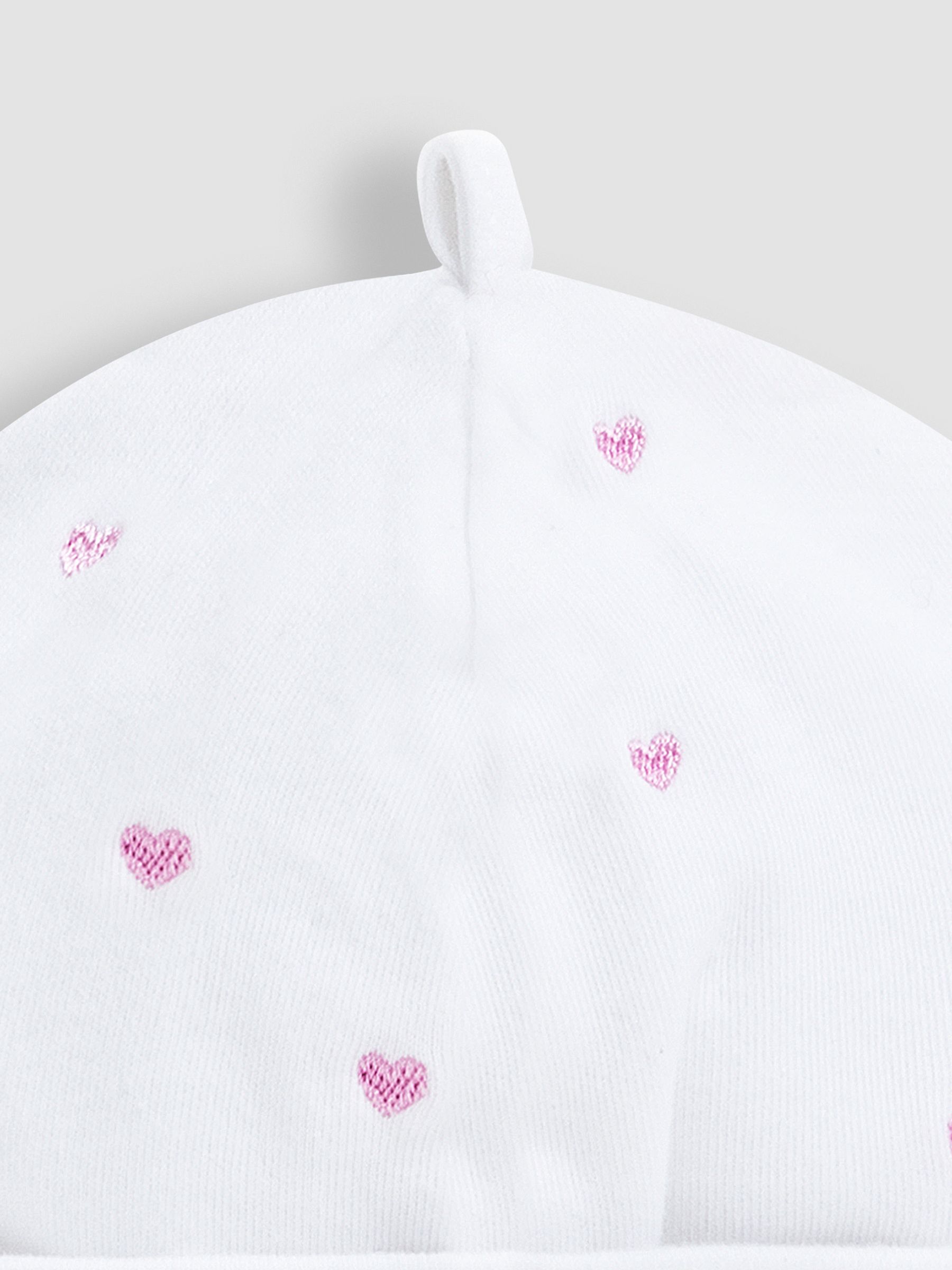 Pink Heart Embroidered Cotton Baby Hat - Image 3 of 4