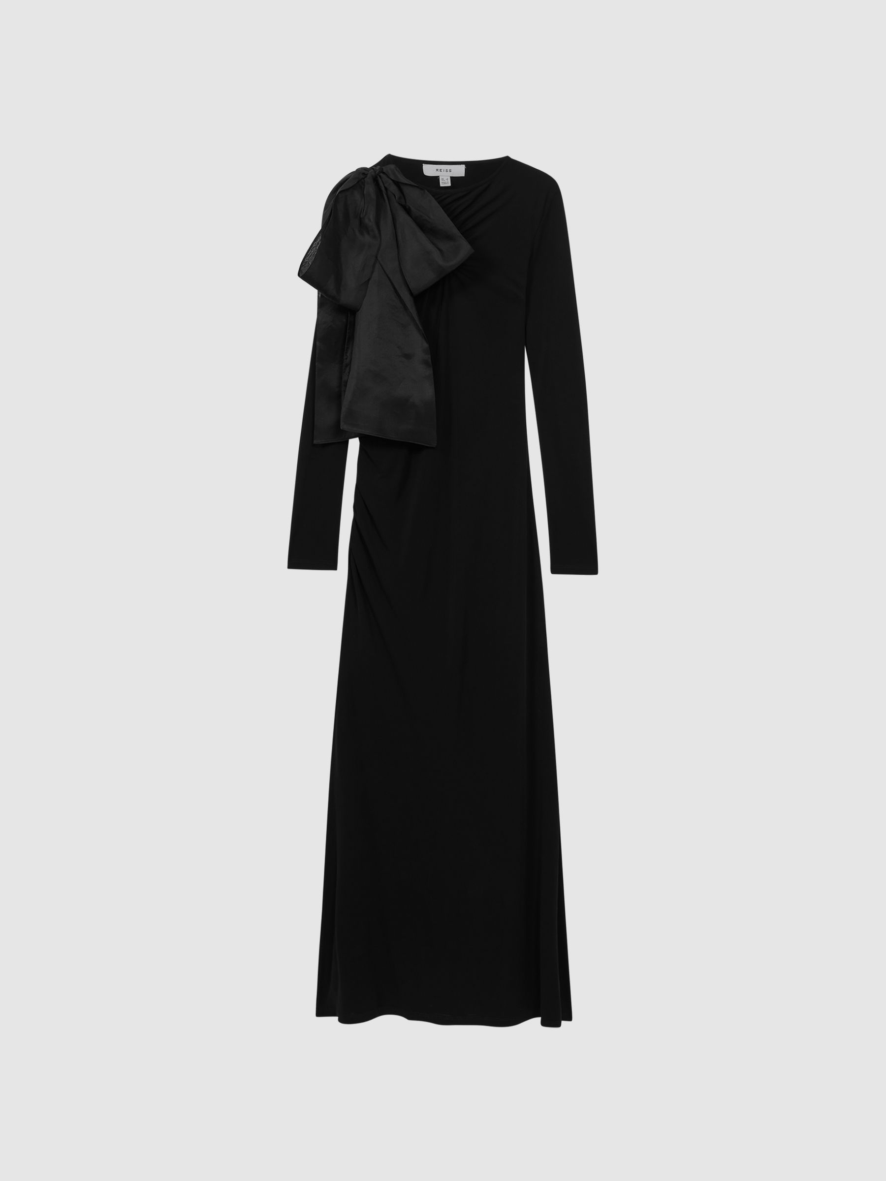 Bodycon Bow Maxi Dress in Black - Image 2 of 6