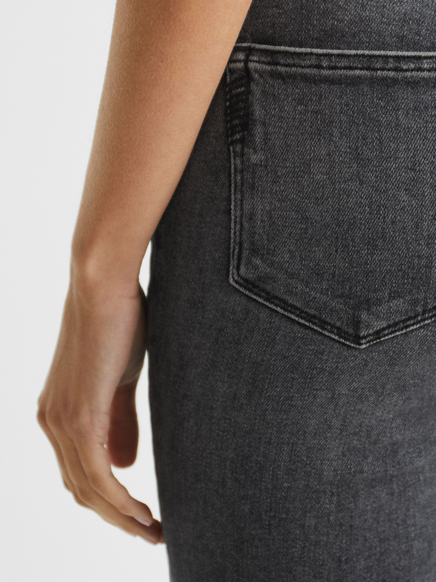 Paige Cindy Straight Leg Raw Hem Jeans in Washed Black - Image 9 of 9