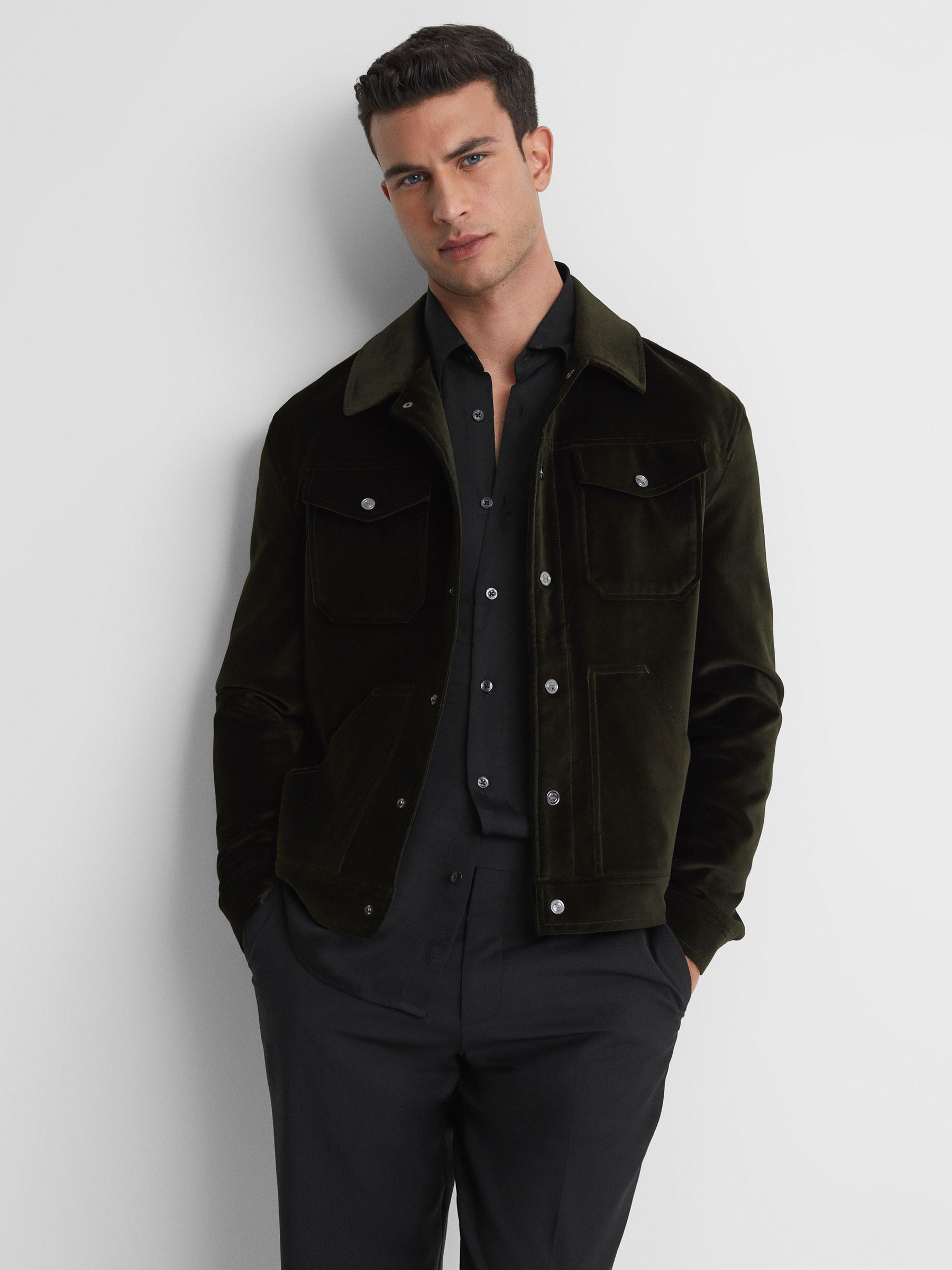 Jacquard Button-Through Shirt in Black - Image 3 of 6