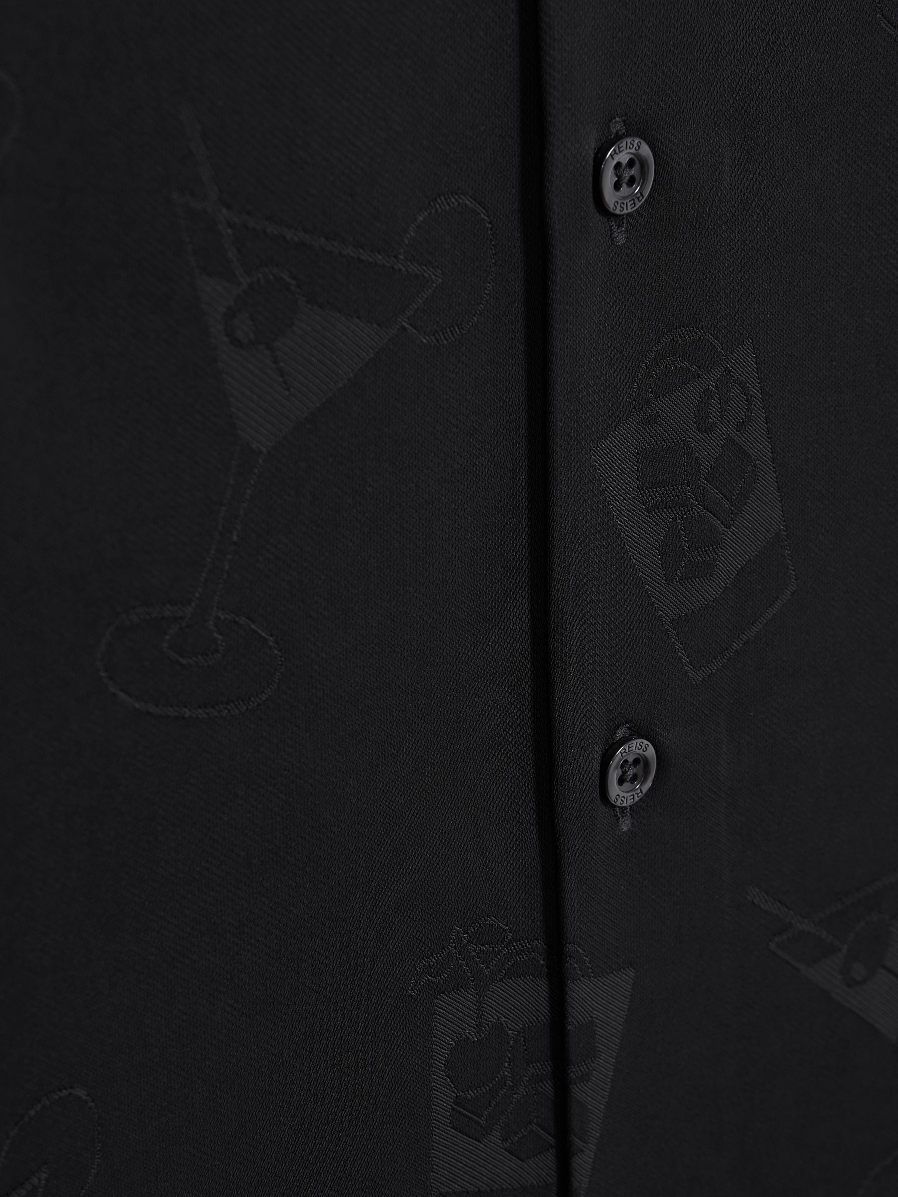 Jacquard Button-Through Shirt in Black - Image 6 of 6